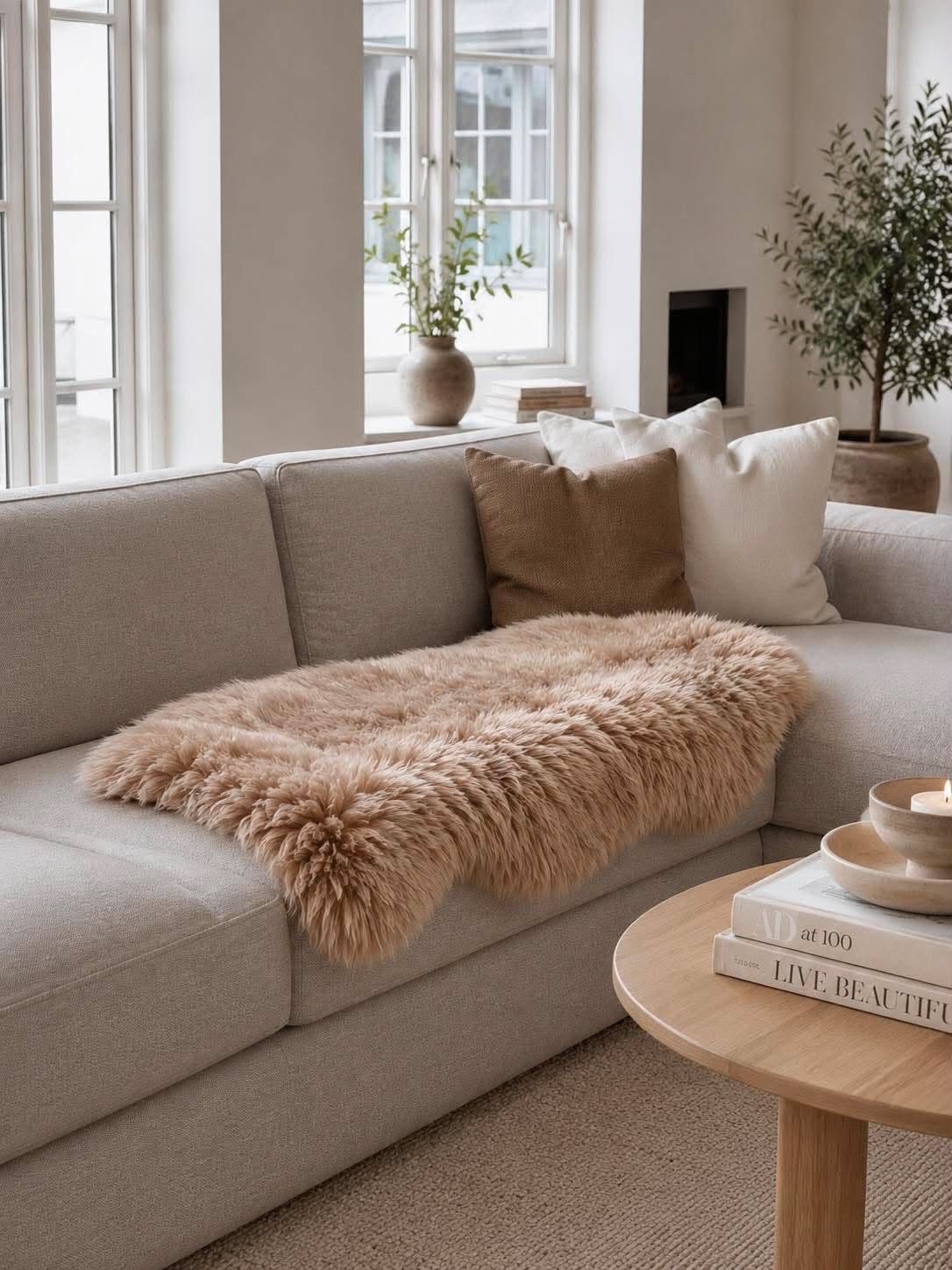 Lammeskinn – Taupe 140cm