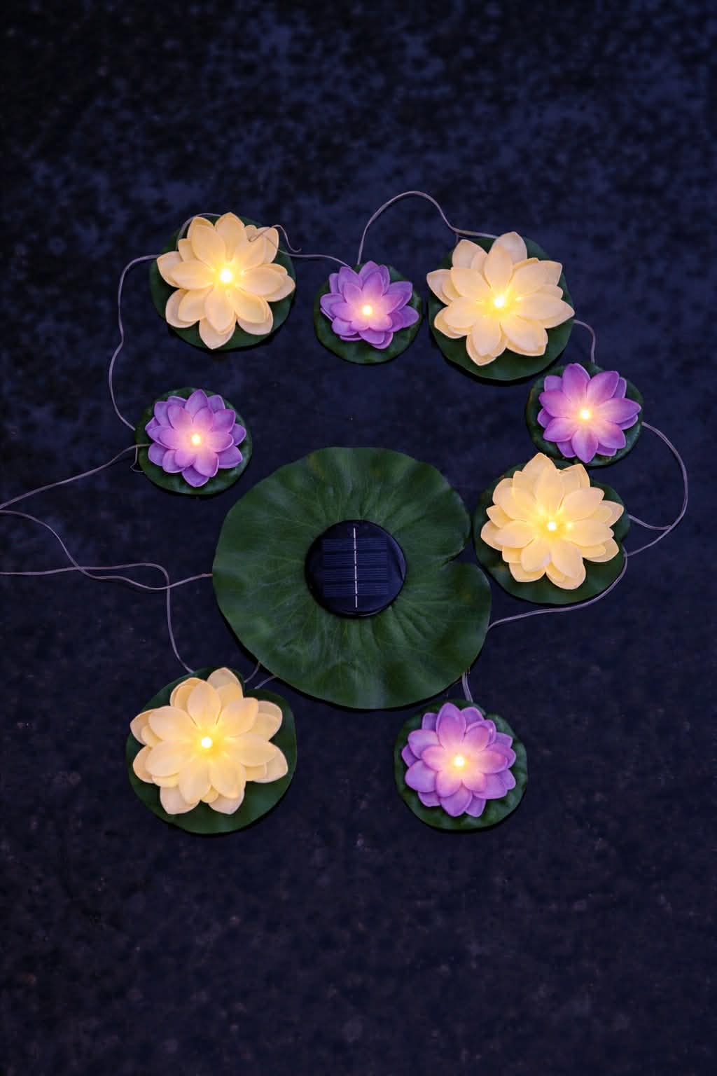 Lotus-kjede med Solar - 8 blomster