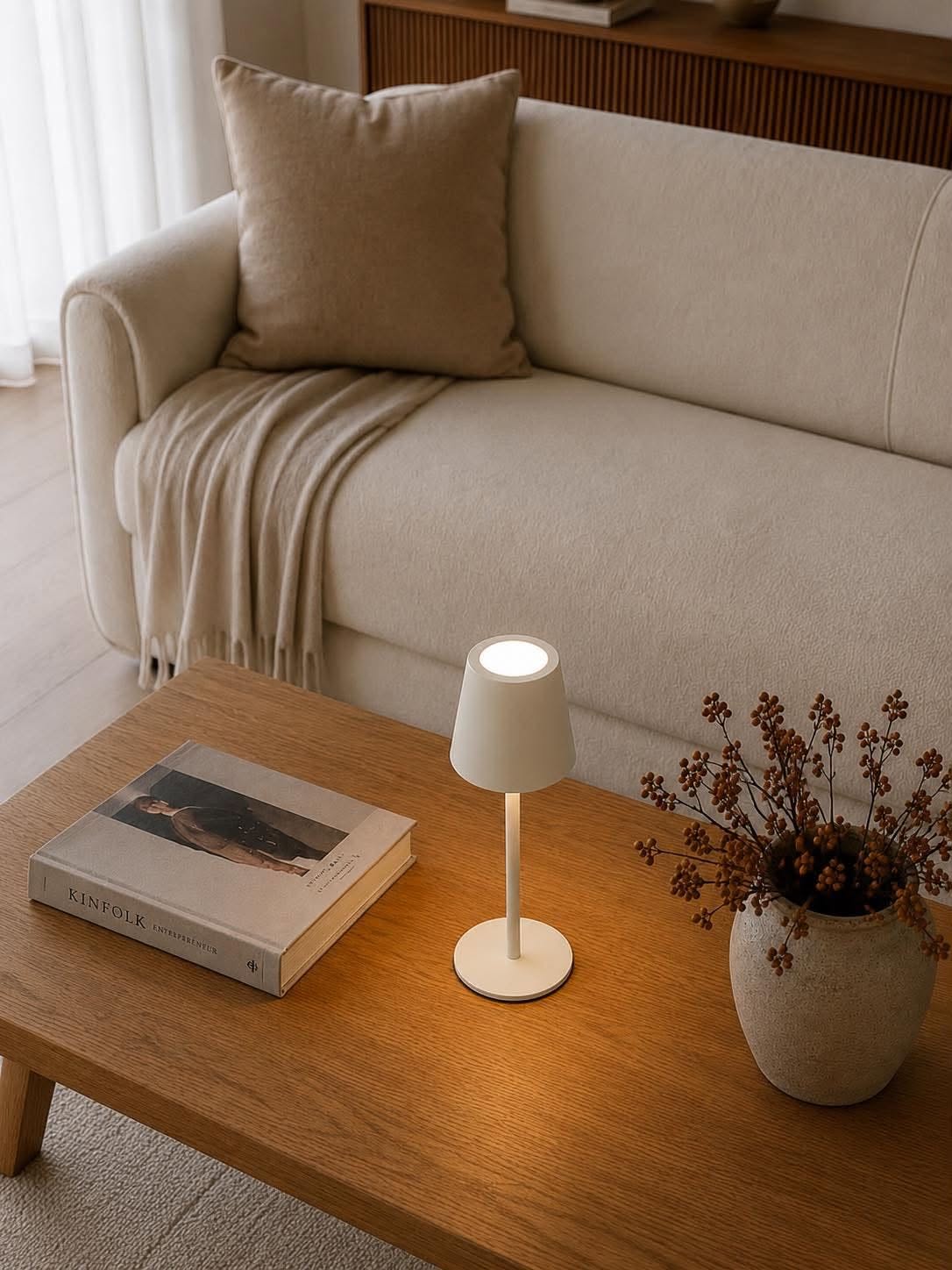 Oppladbar lampe - Cream