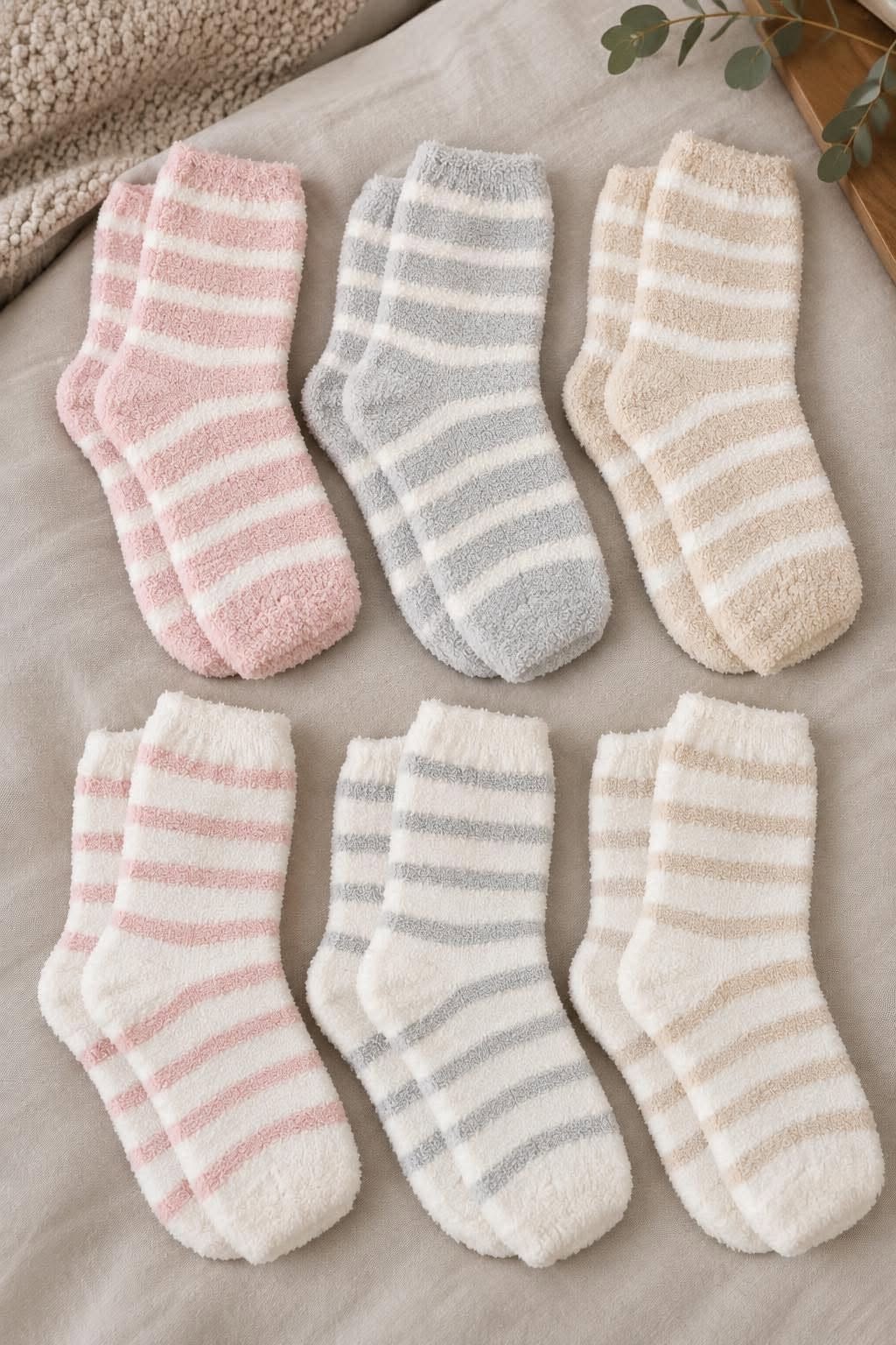 Sokker 2 par COZY - Stripet MIX