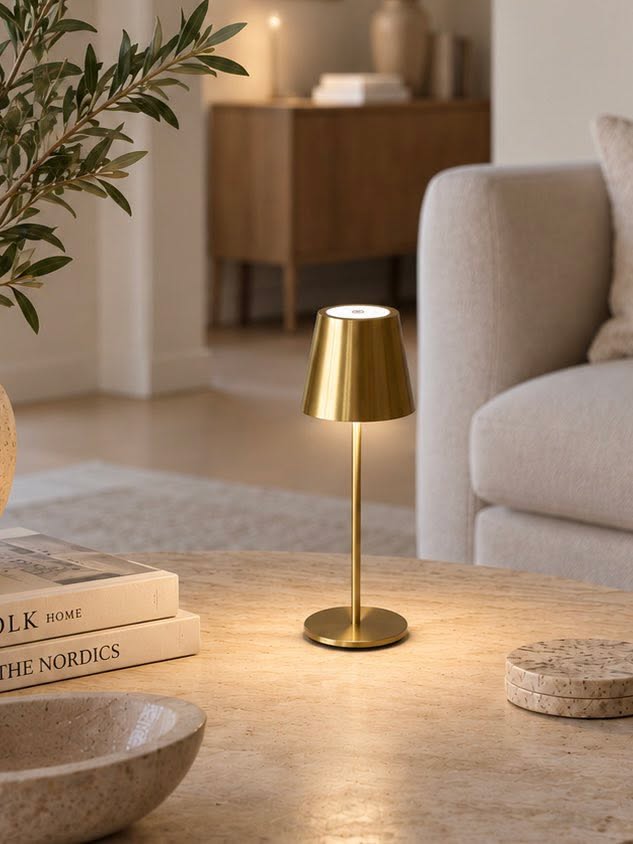 Mini LED Bordlampe oppladbar – gold 24 cm