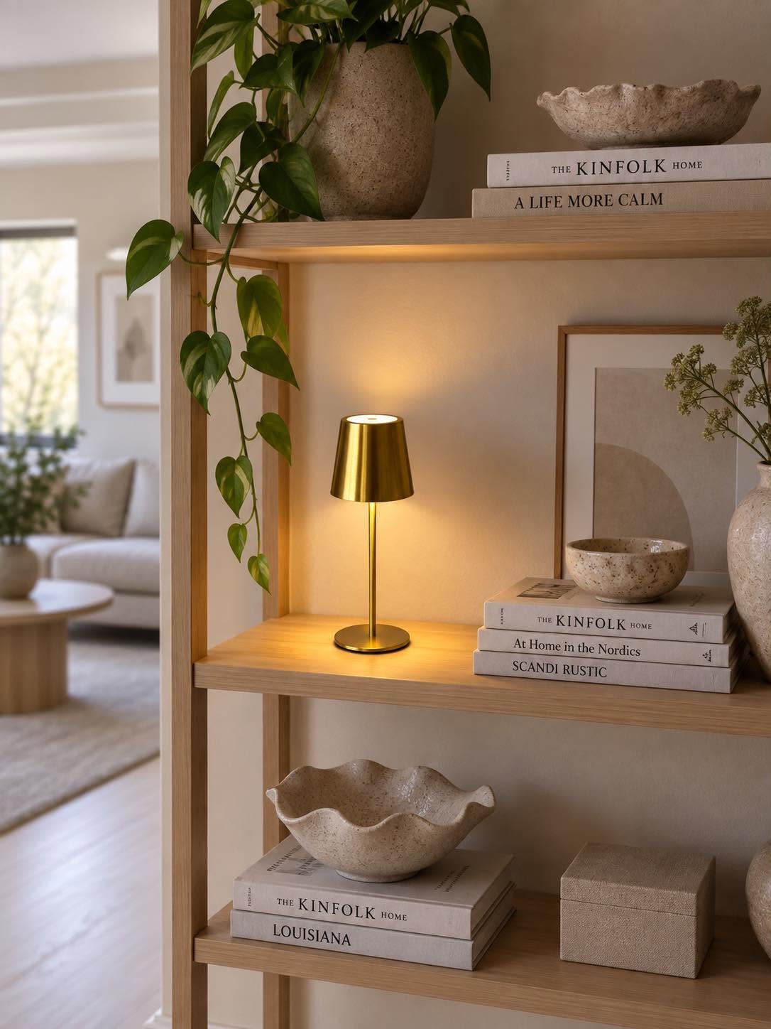Mini LED Bordlampe oppladbar – gold 24 cm