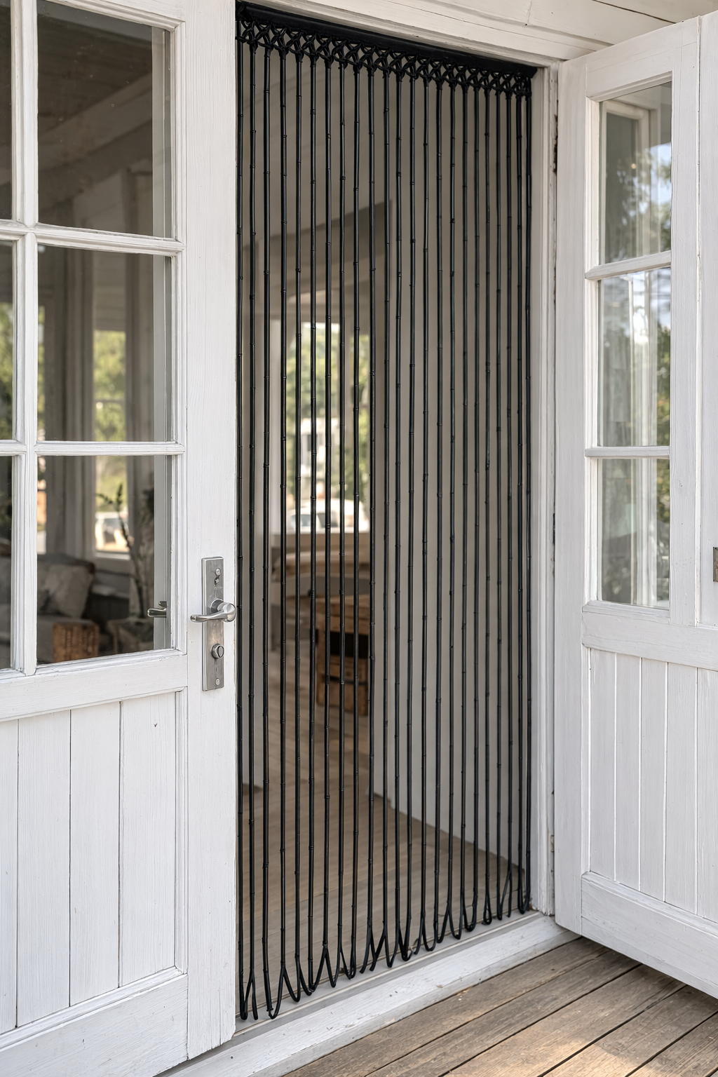 Forheng i bambus svart - 90x180