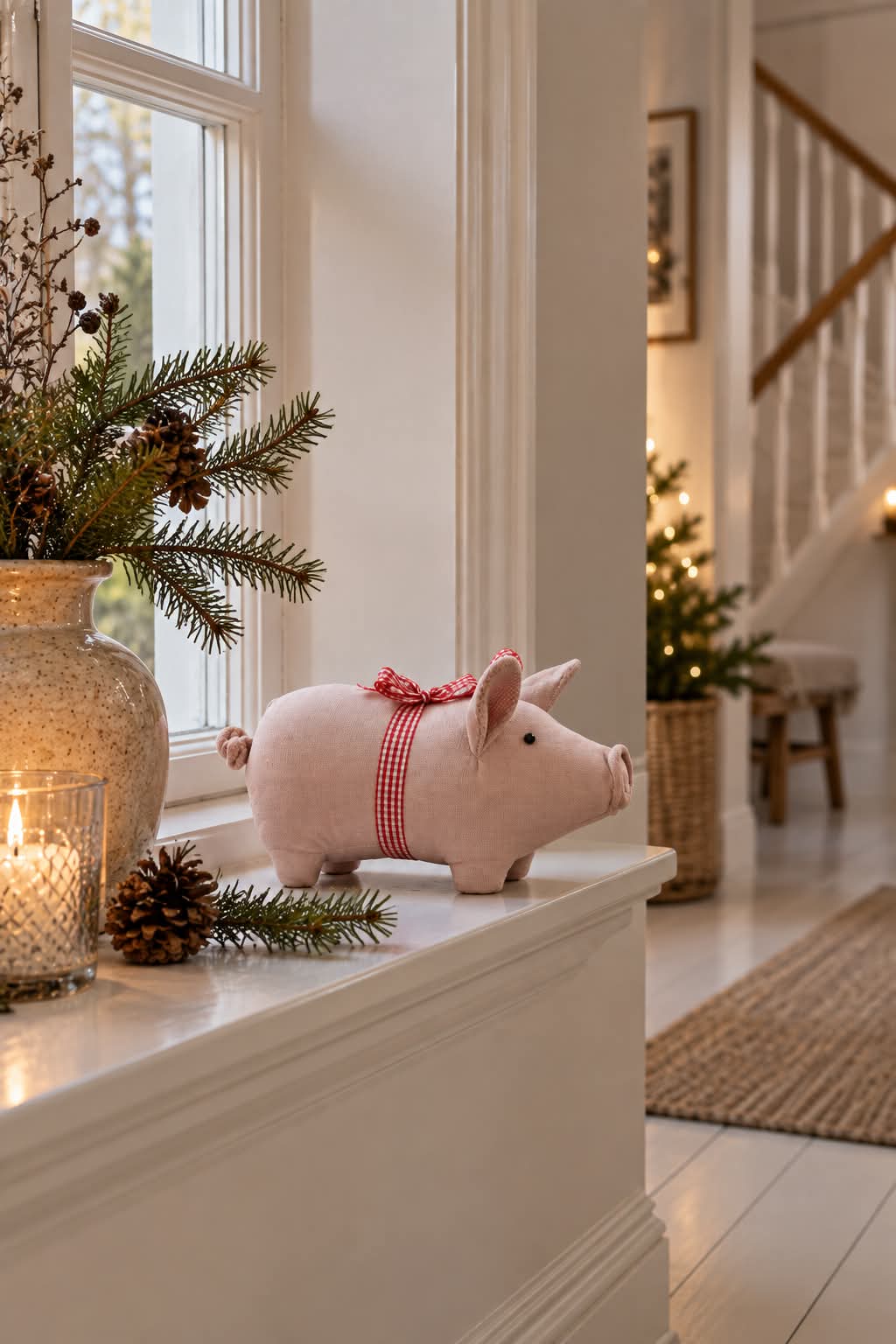 Julegris med sløyfe - Rosa