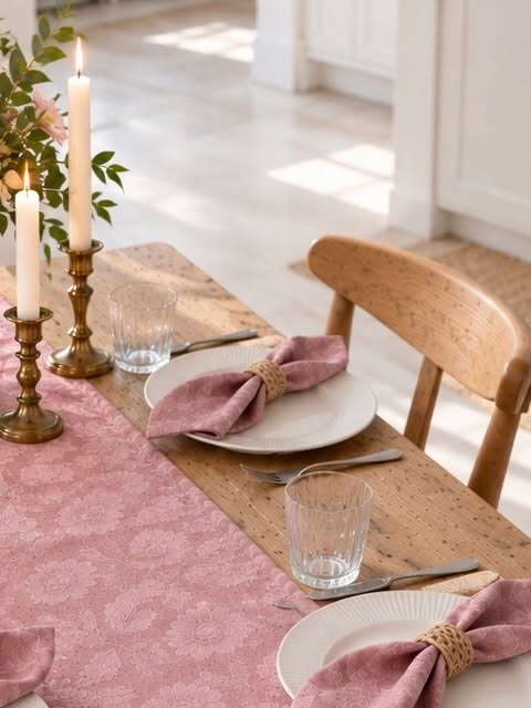 Mundservietter JACQUARD Rosa - 4 stk