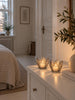 Lysestake beige blomst  - Sett med 2 stk