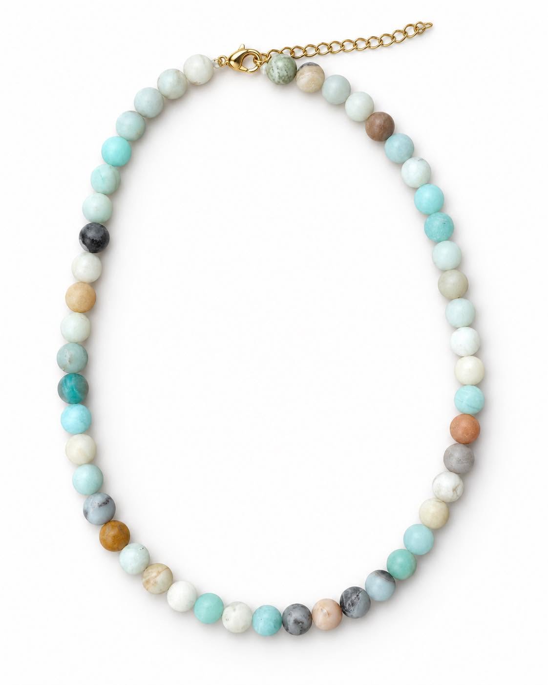 Halskjede Mary Natur/Aqua Mix