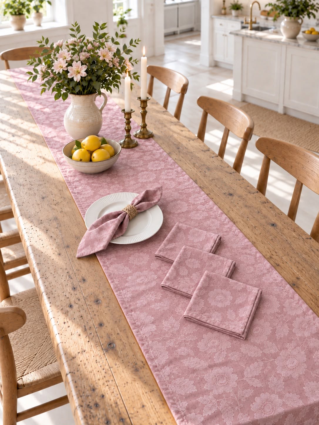 Mundservietter JACQUARD Rosa - 4 stk