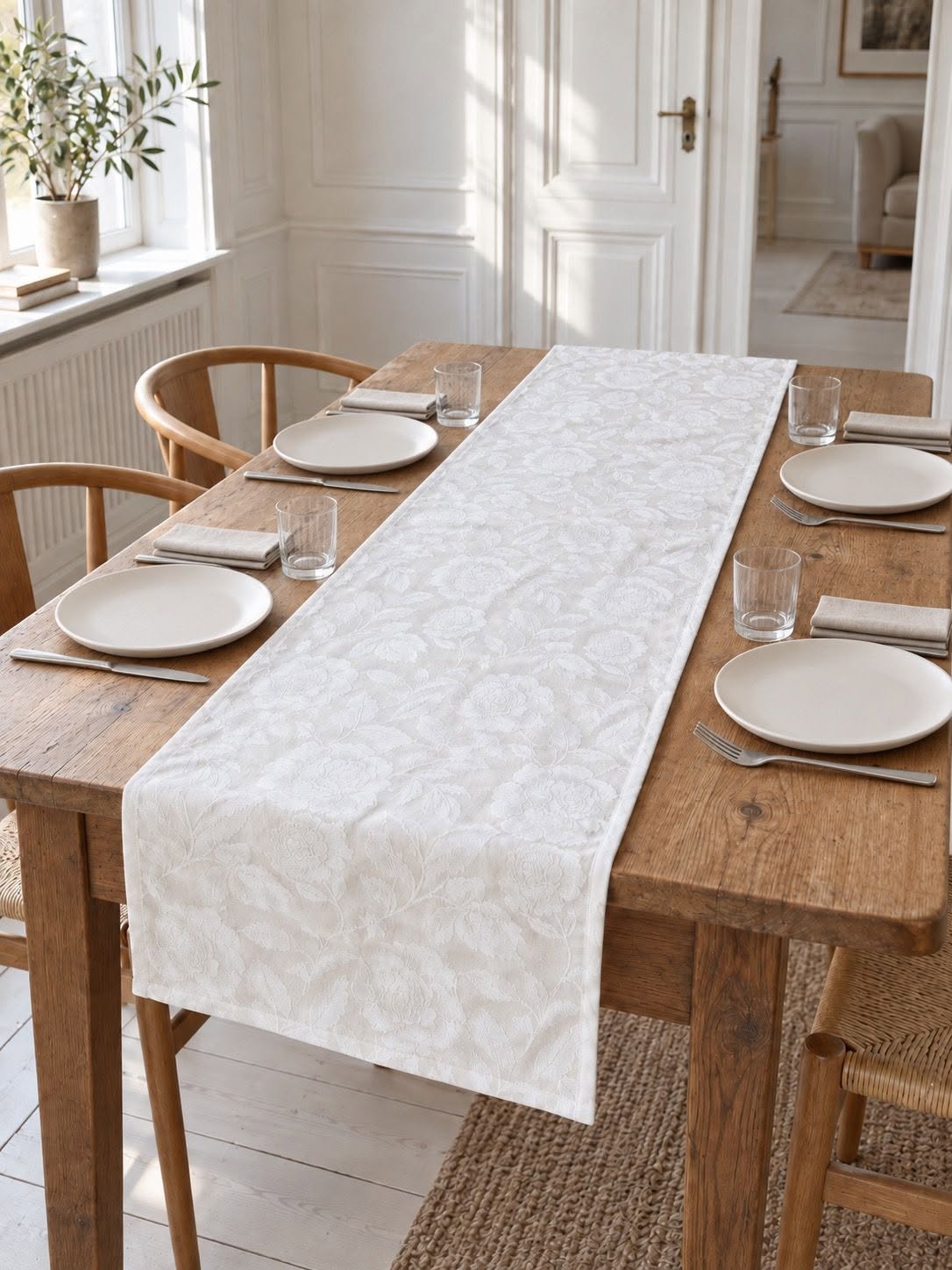 Bordløper JACQUARD hvit