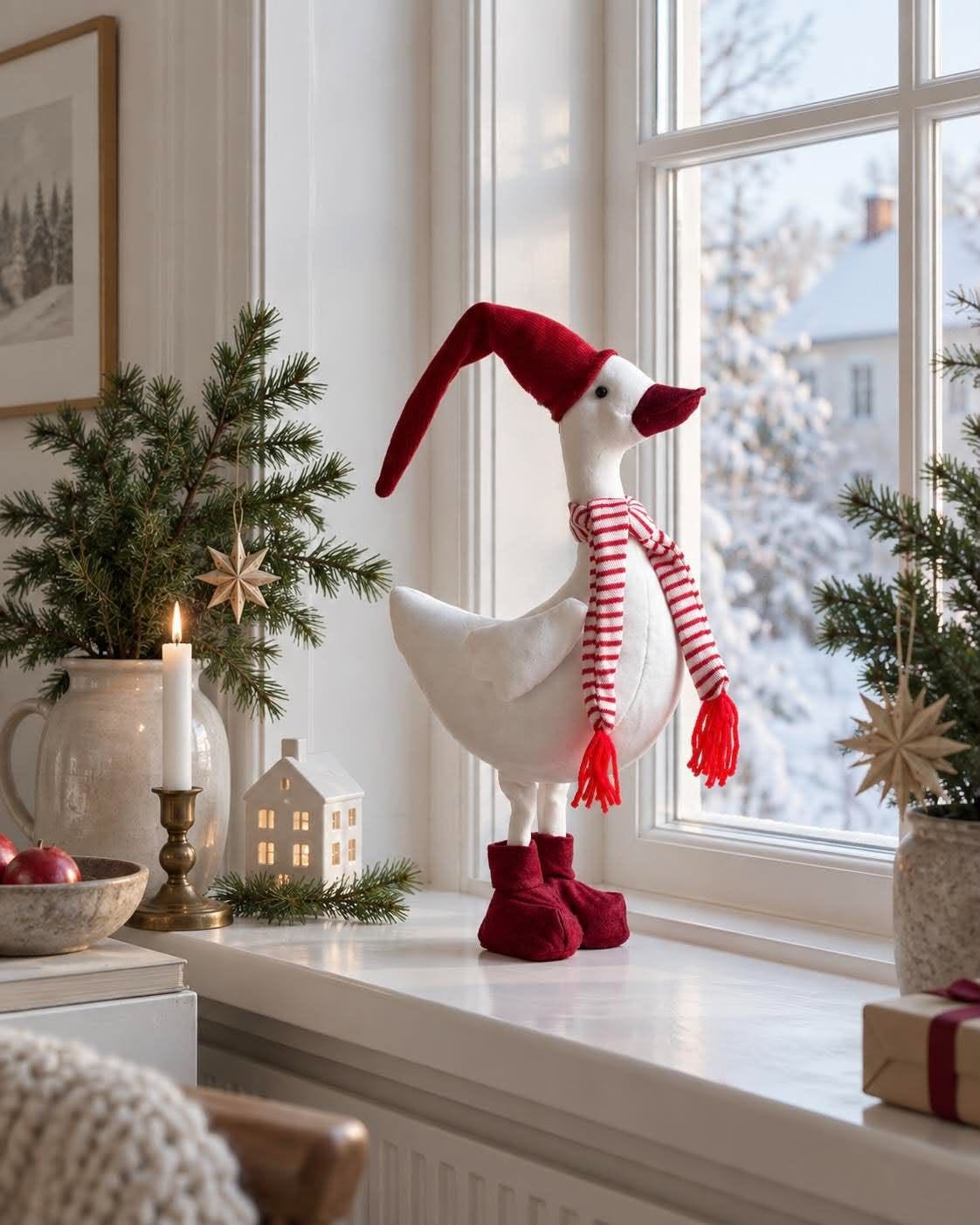 Juleand med rød lue