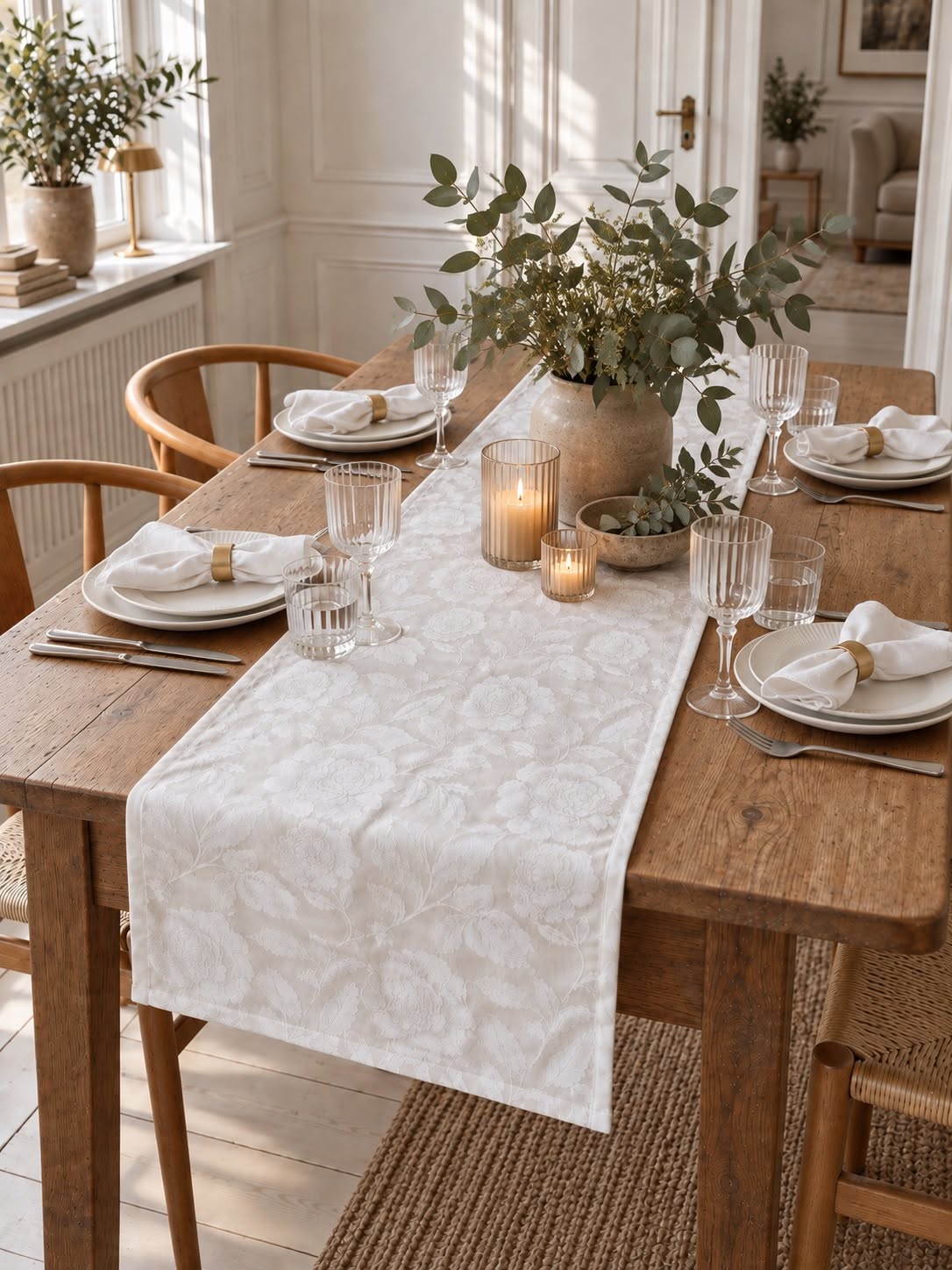 Bordløper JACQUARD hvit