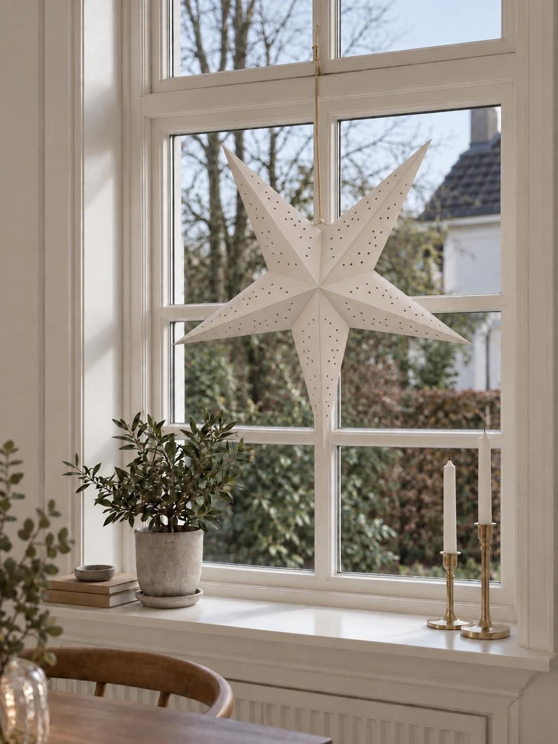 Stjerne med led lys - Hvit 60 cm