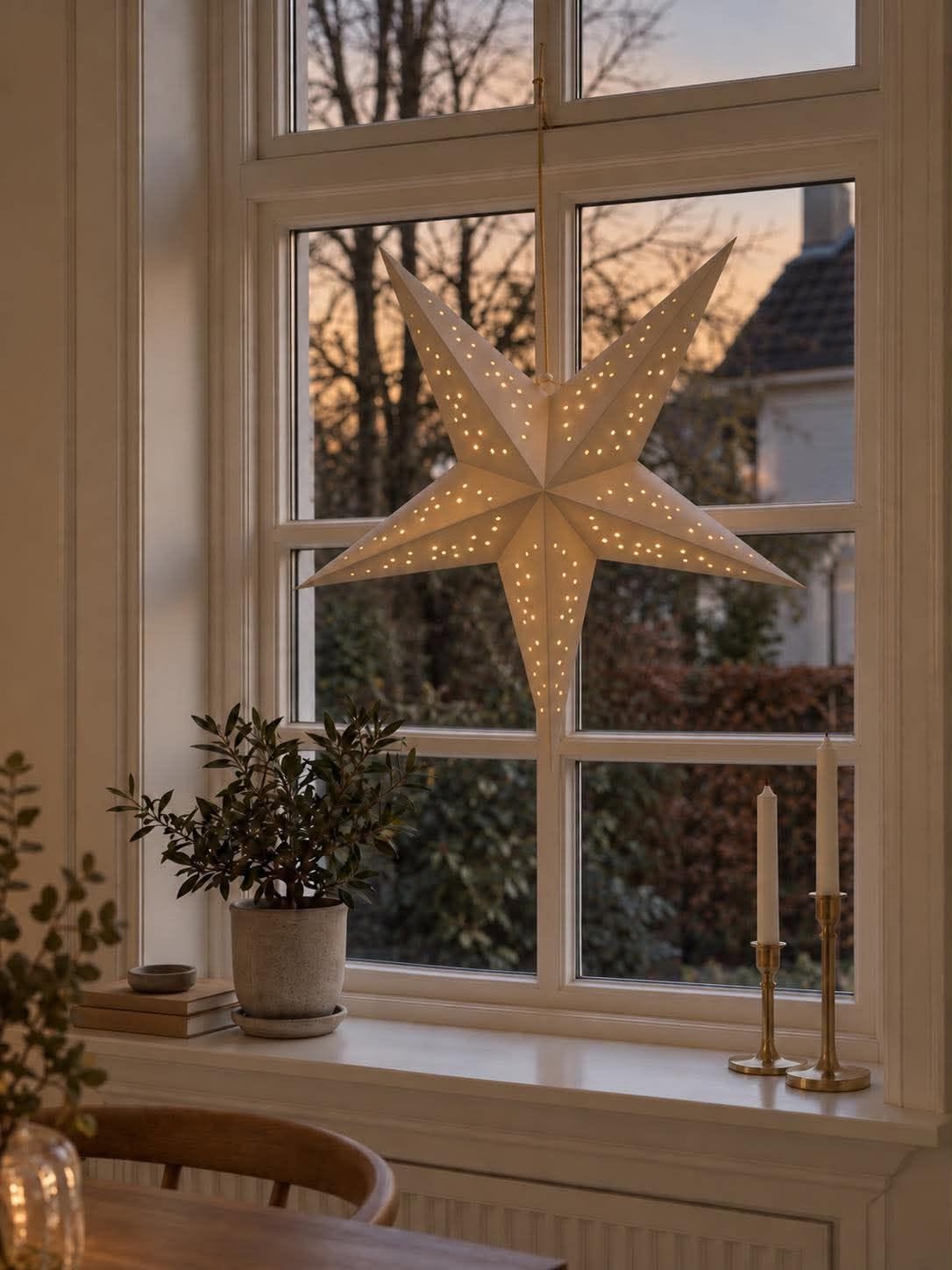 Stjerne med led lys - Hvit 60 cm