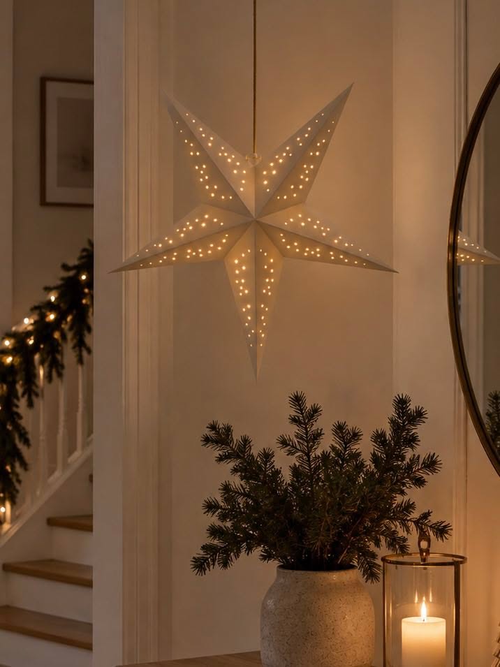 Stjerne med led lys - Hvit 60 cm
