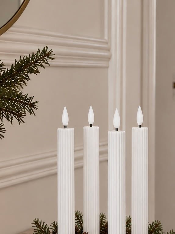 LED Stakelys riller og fjernkontroll - Hvit 4 stk