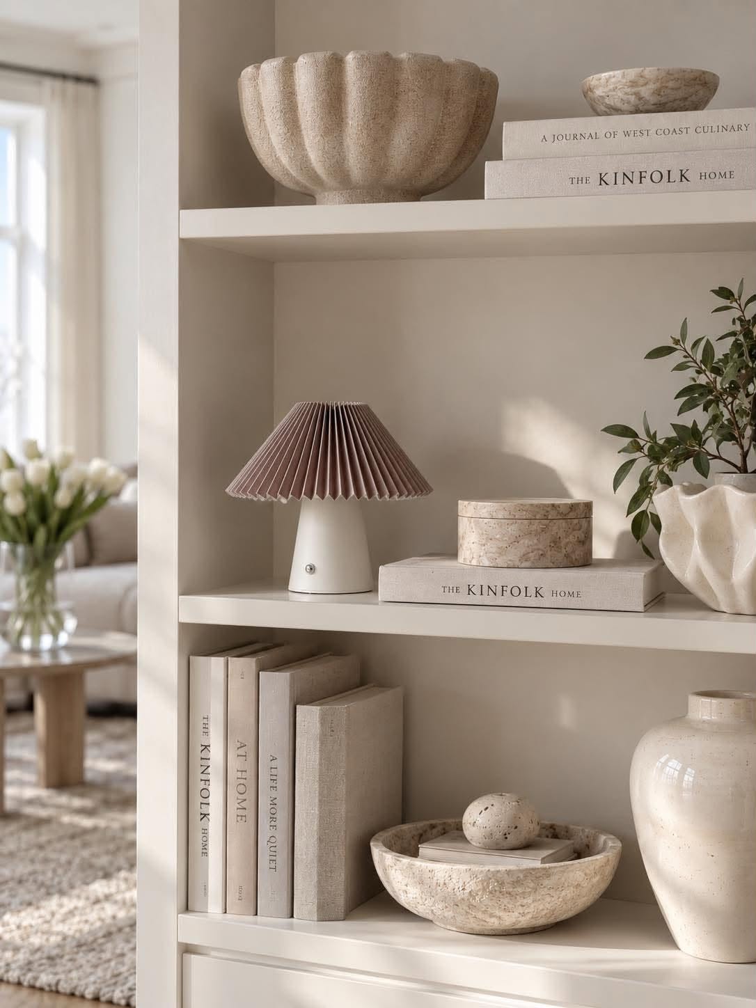 Bordlampe plisse oppladbar - Sand