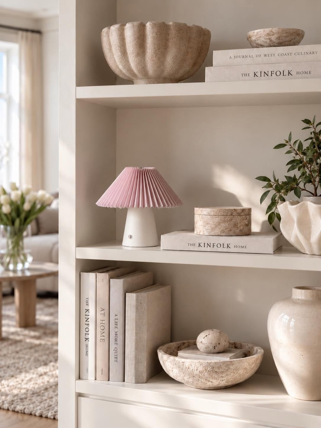 Bordlampe plisse oppladbar - Rosa