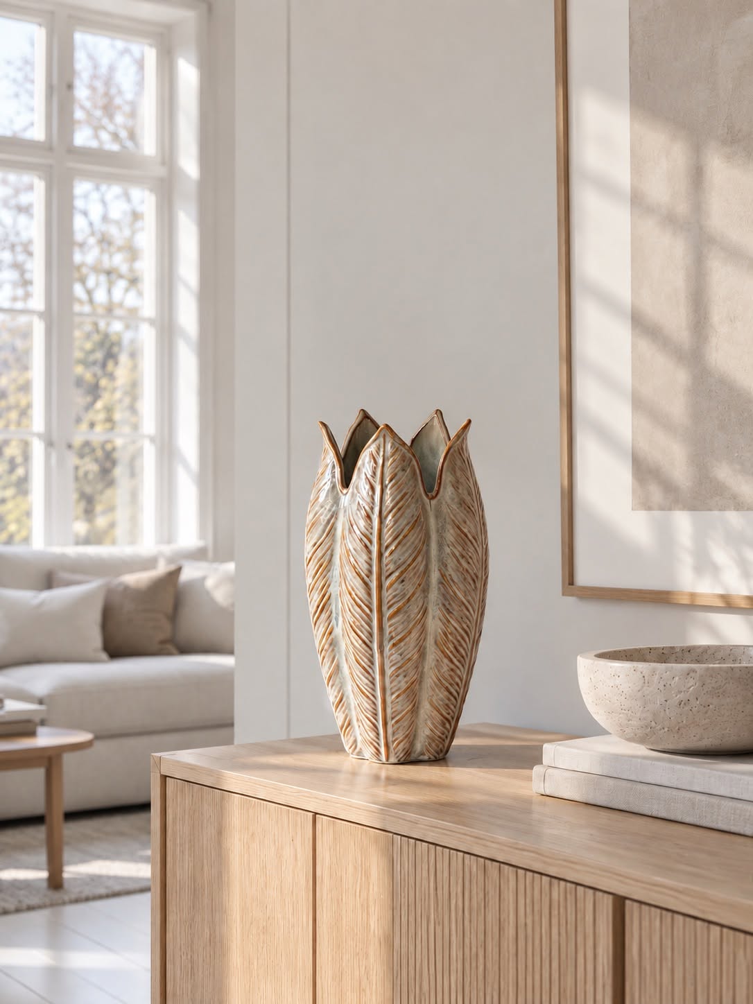 Vase i stentøj 28cm - Brun