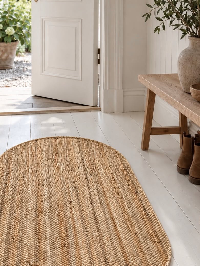 Gulvtæppe i jute - Oval 80x120