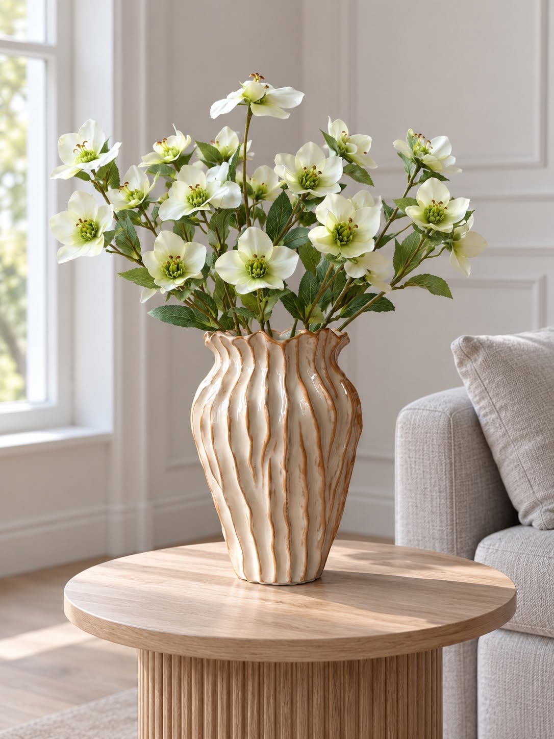 Vase strib stentøj - Sand