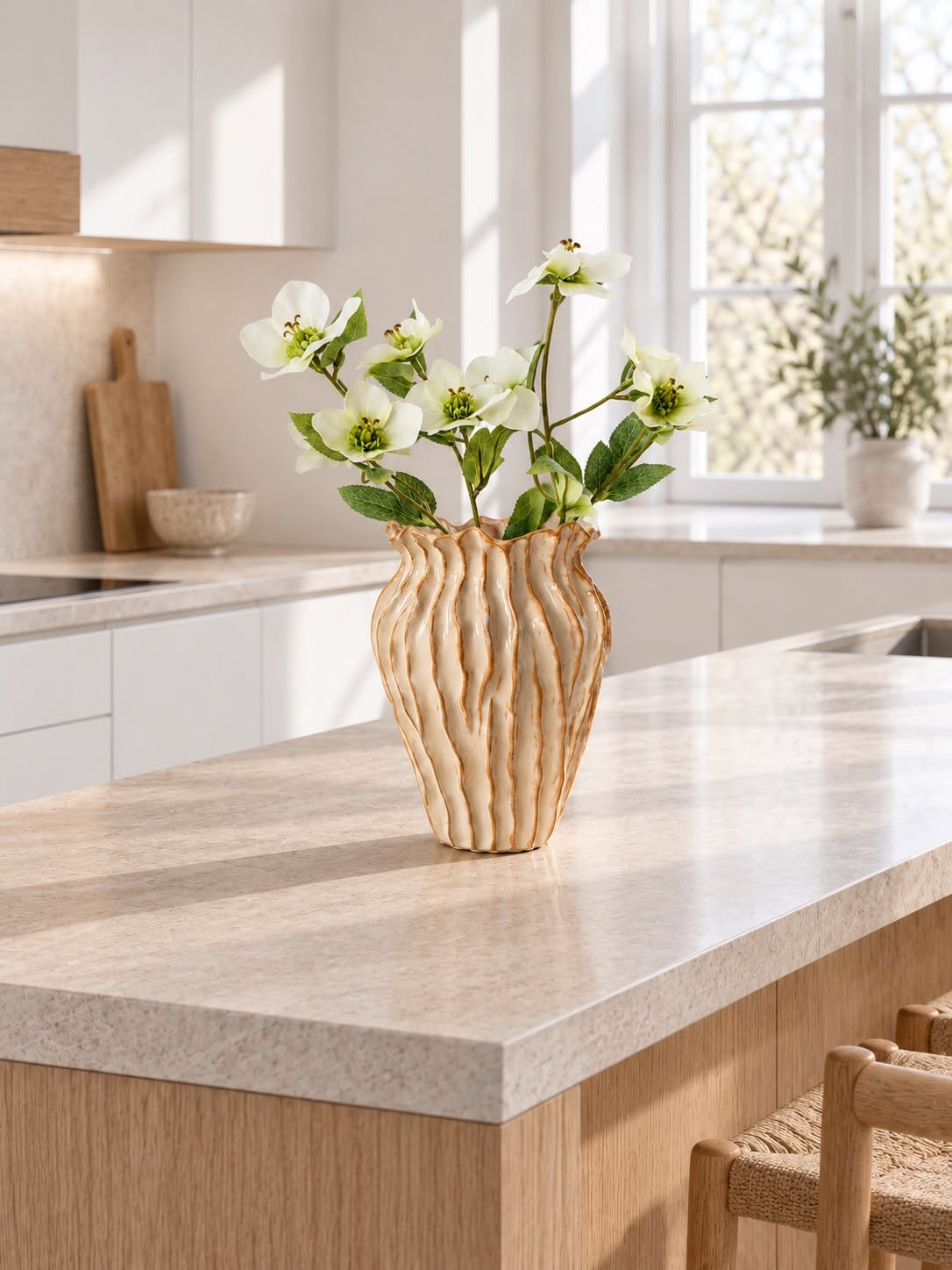 Vase strib stentøj - Sand