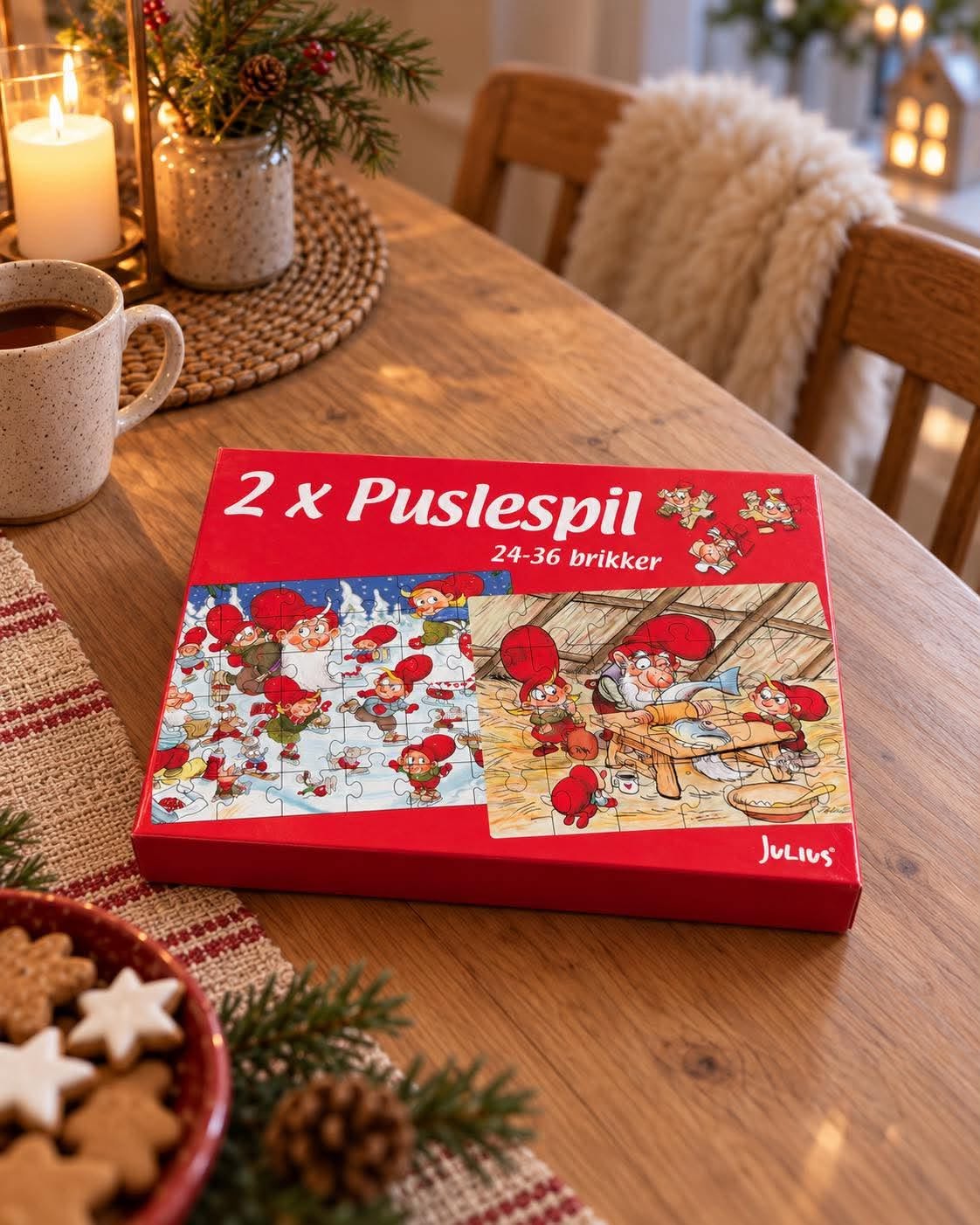 Kasse med 2 puslespill – Juletema
