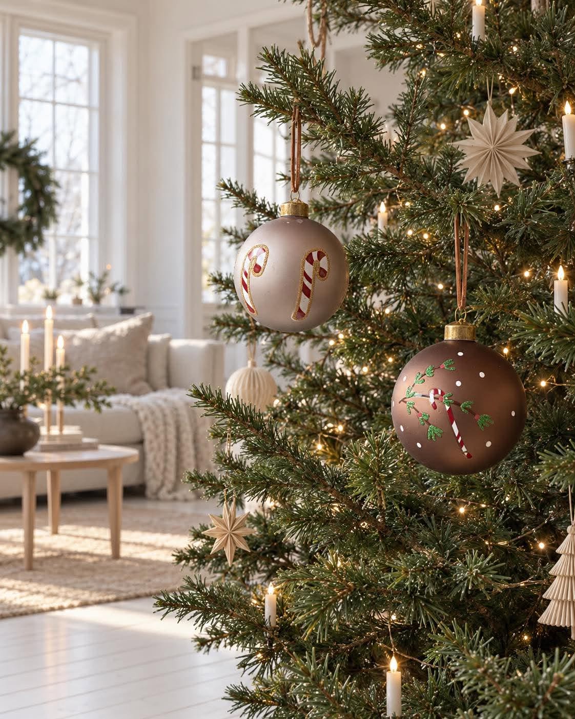Julekuler - Sett med 2 stk – candy cane-motiv