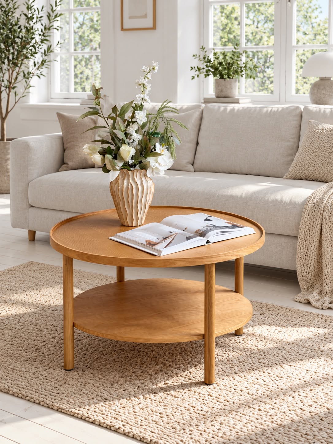 Sofabord med hylle – Eik og MDF