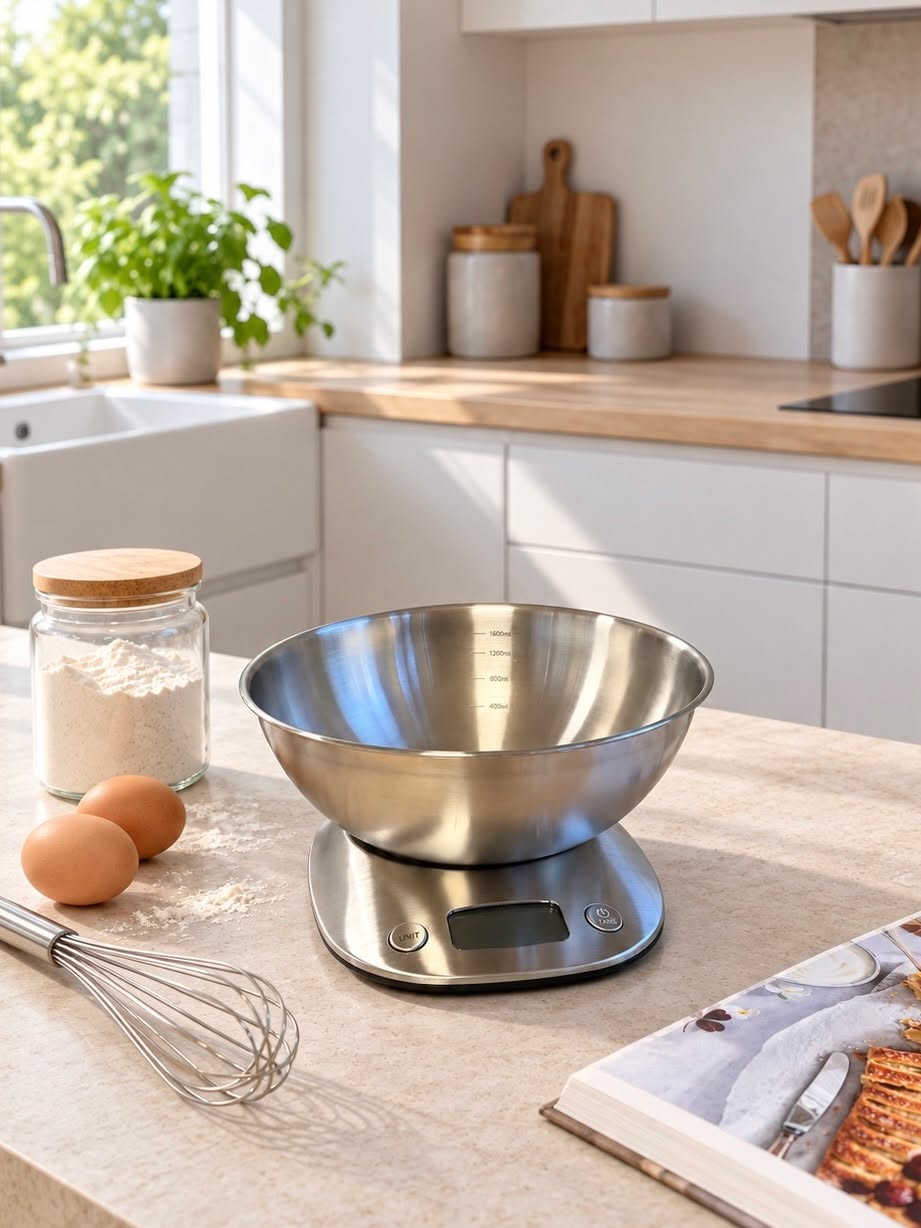 Kjøkkenvekt med bolle – rustfritt stål