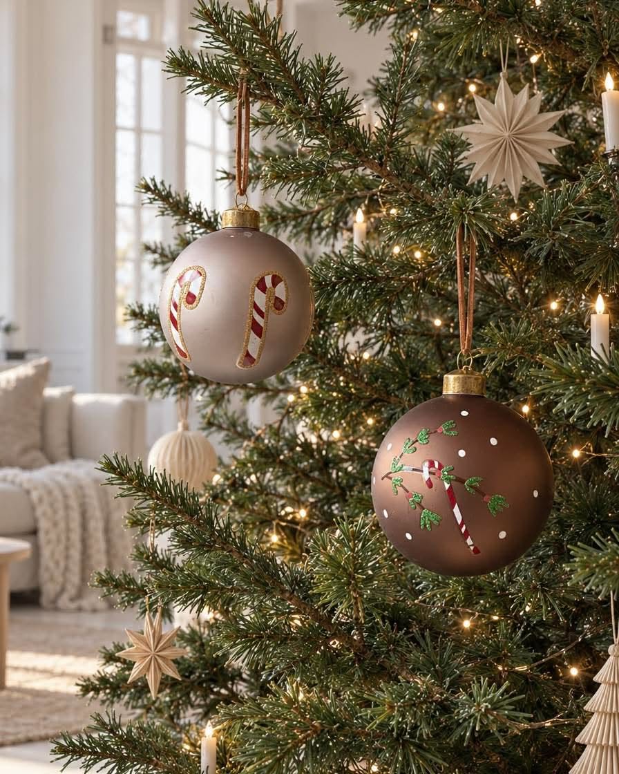 Julekuler - Sett med 2 stk – candy cane-motiv