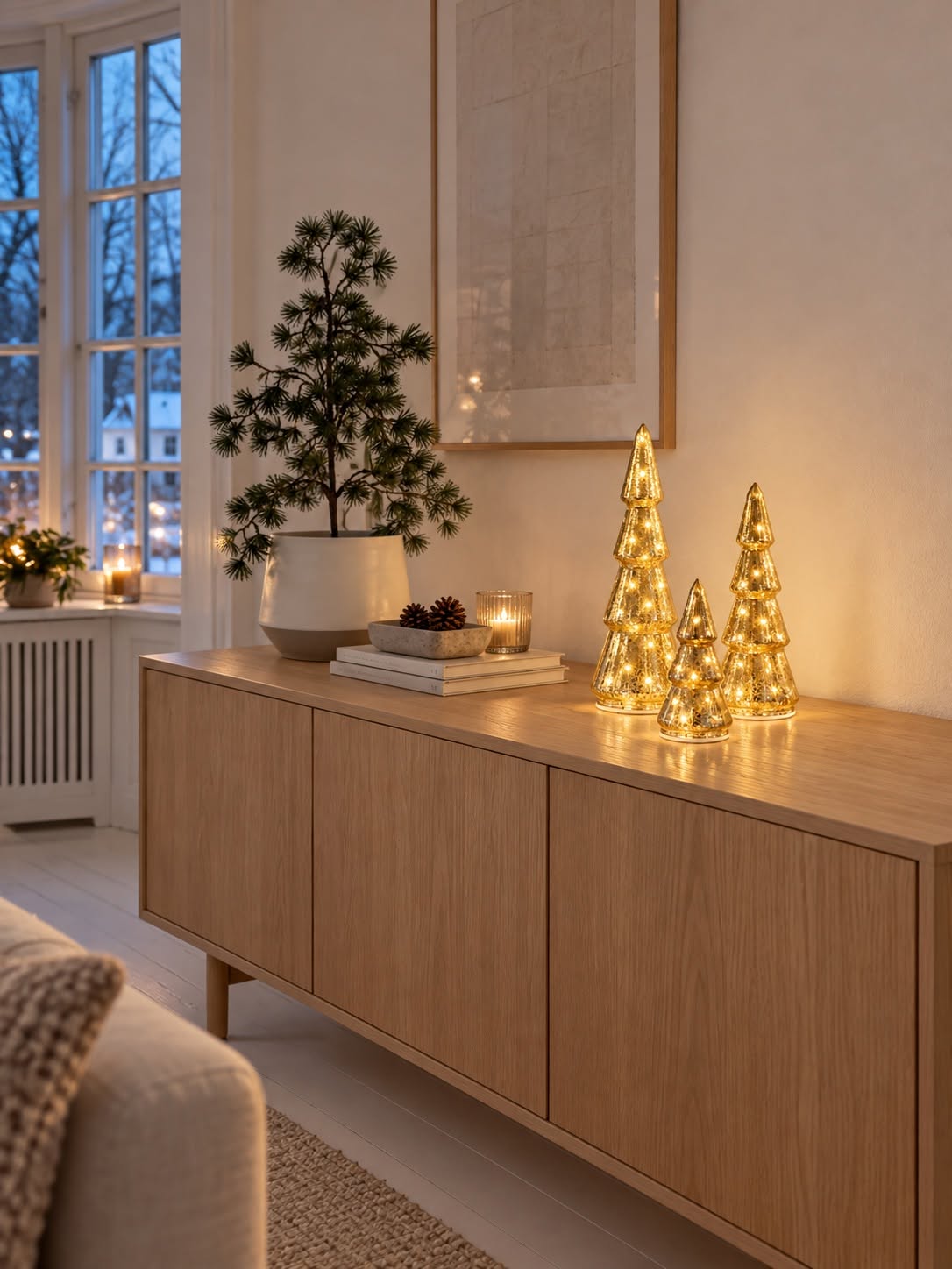 Juletrær med LED-lys - Sett med 3 størrelser
