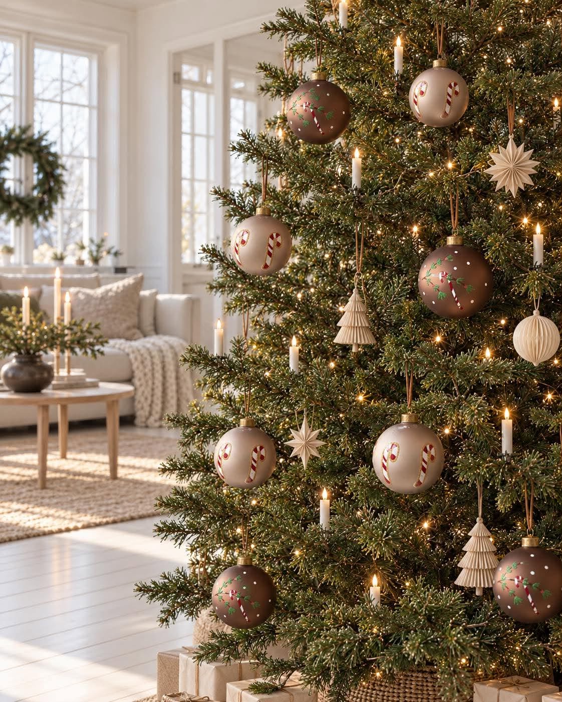 Julekuler - Sett med 2 stk – candy cane-motiv