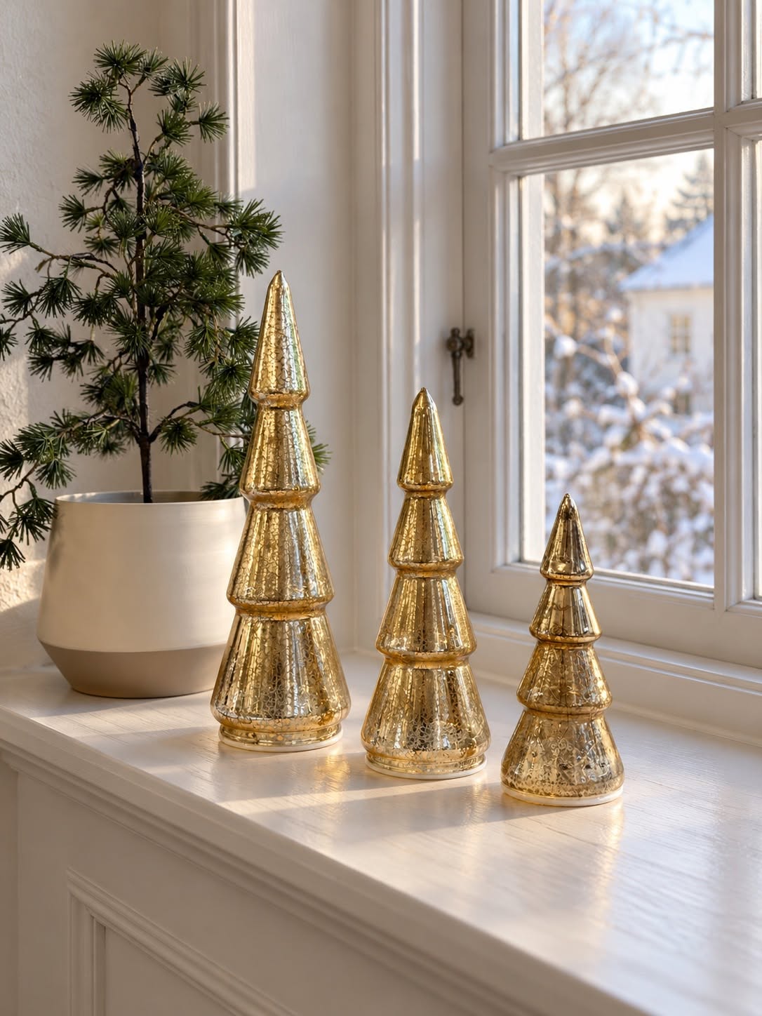 Juletrær med LED-lys - Sett med 3 størrelser