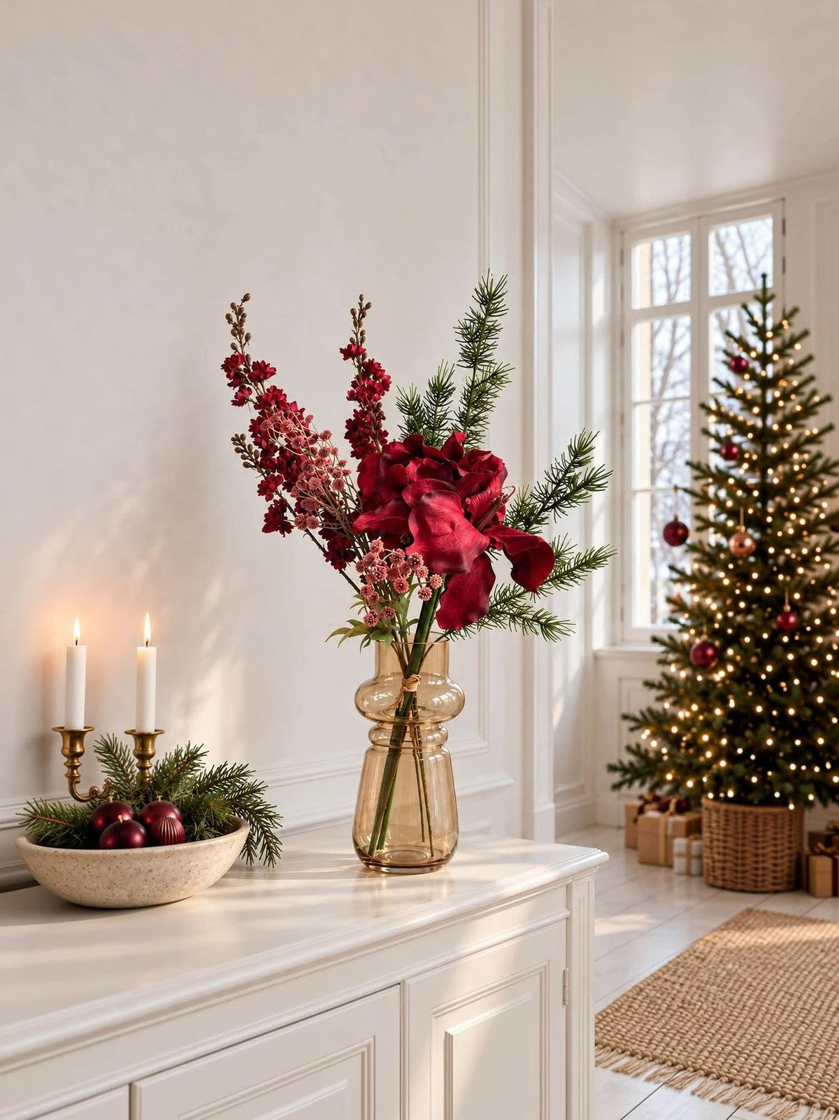 Julebukett med Amaryllis - Rød