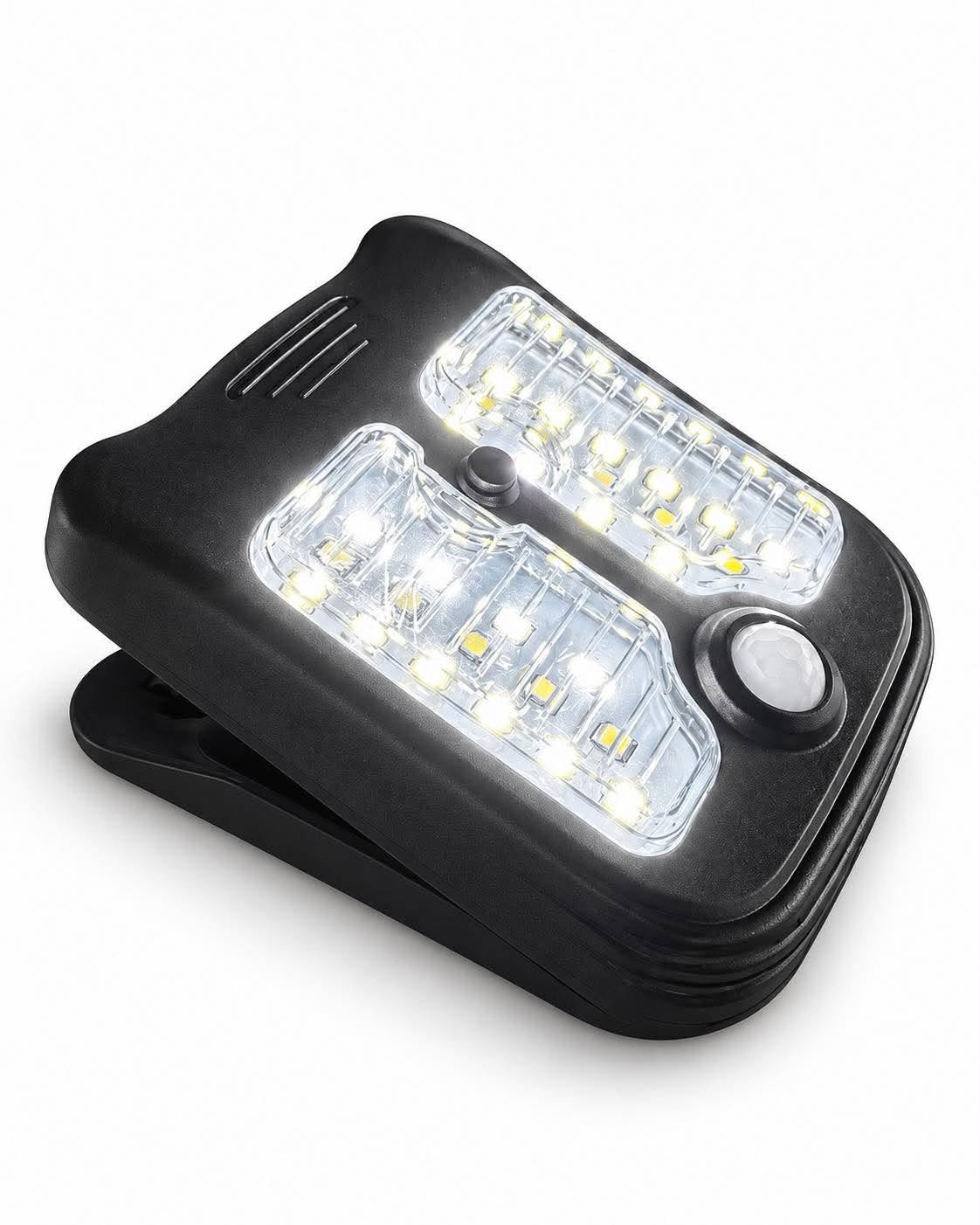 Clip-on lampe med solcelle og sensor