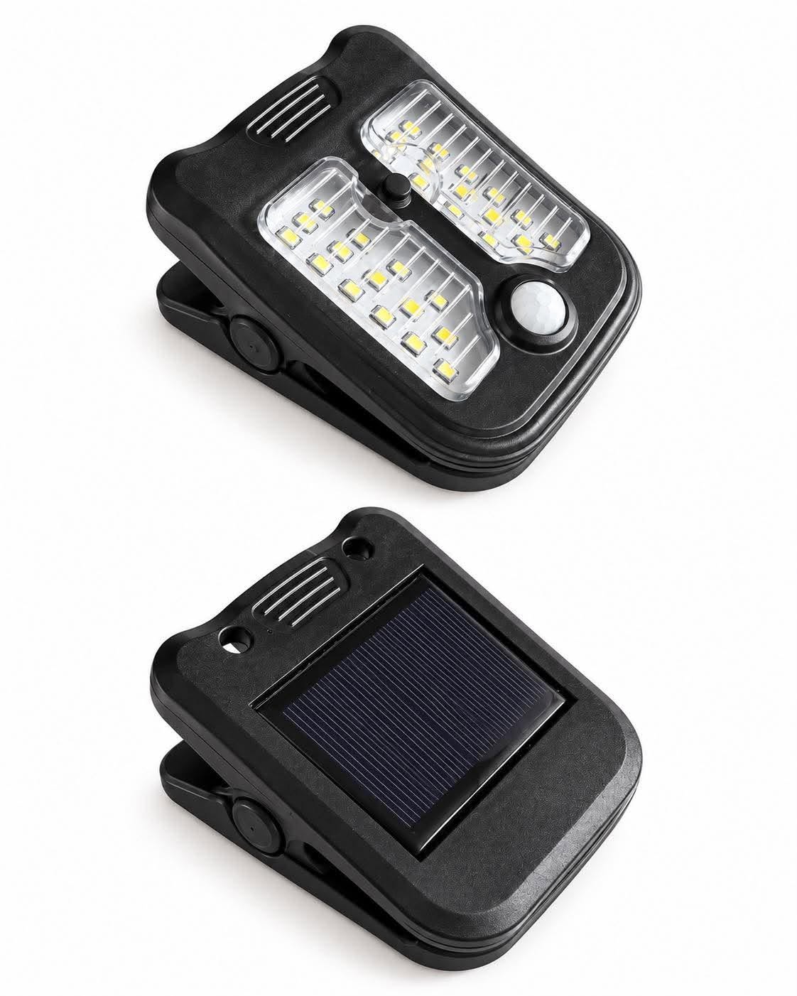 Clip-on lampe med solcelle og sensor