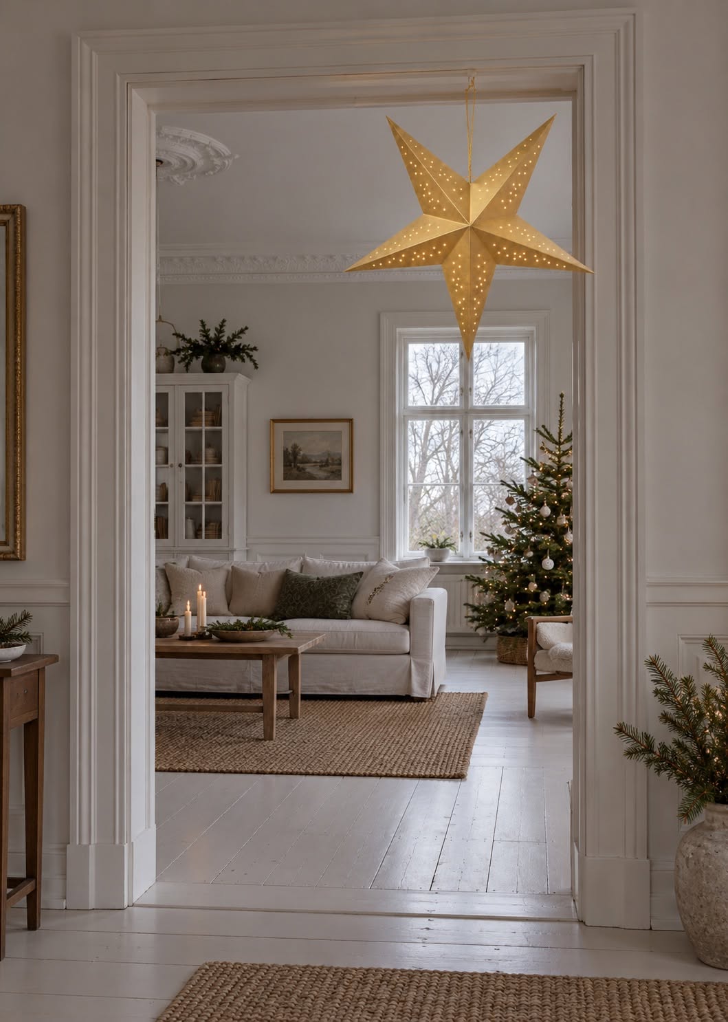 Stjerne 60 cm med LED lys - Gull
