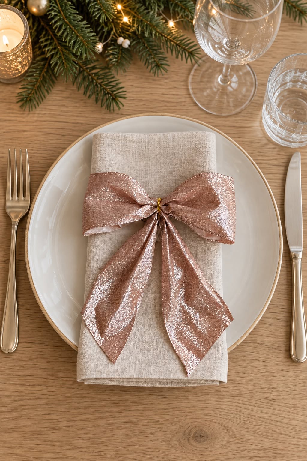 Pakke med 6 sløyfer - Rosa med glitter