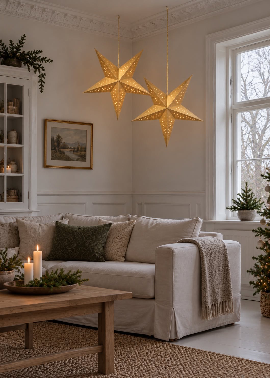Stjerne 60 cm med LED lys - Gull