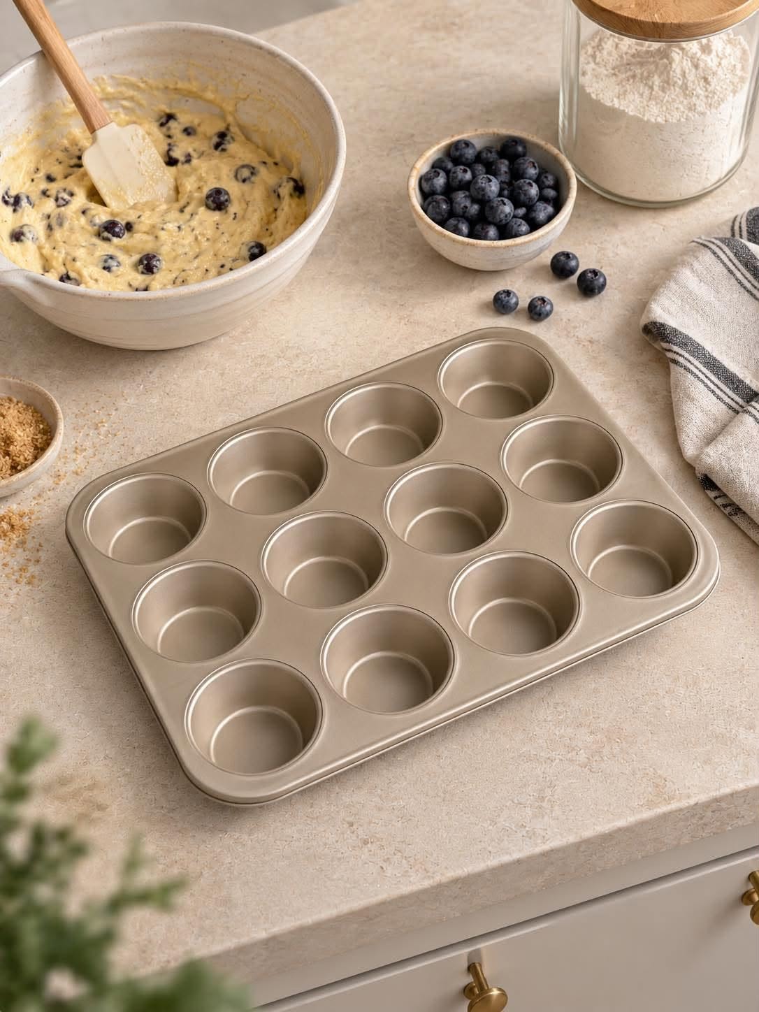 Muffinsform til 12 stk - Nonstick-belegg Golden