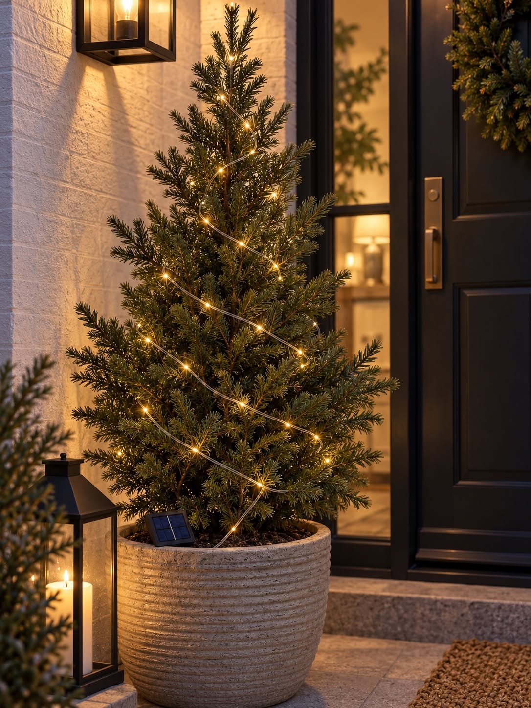 Solcellelysslynge med 120 varmhvite LED og 8 funksjoner