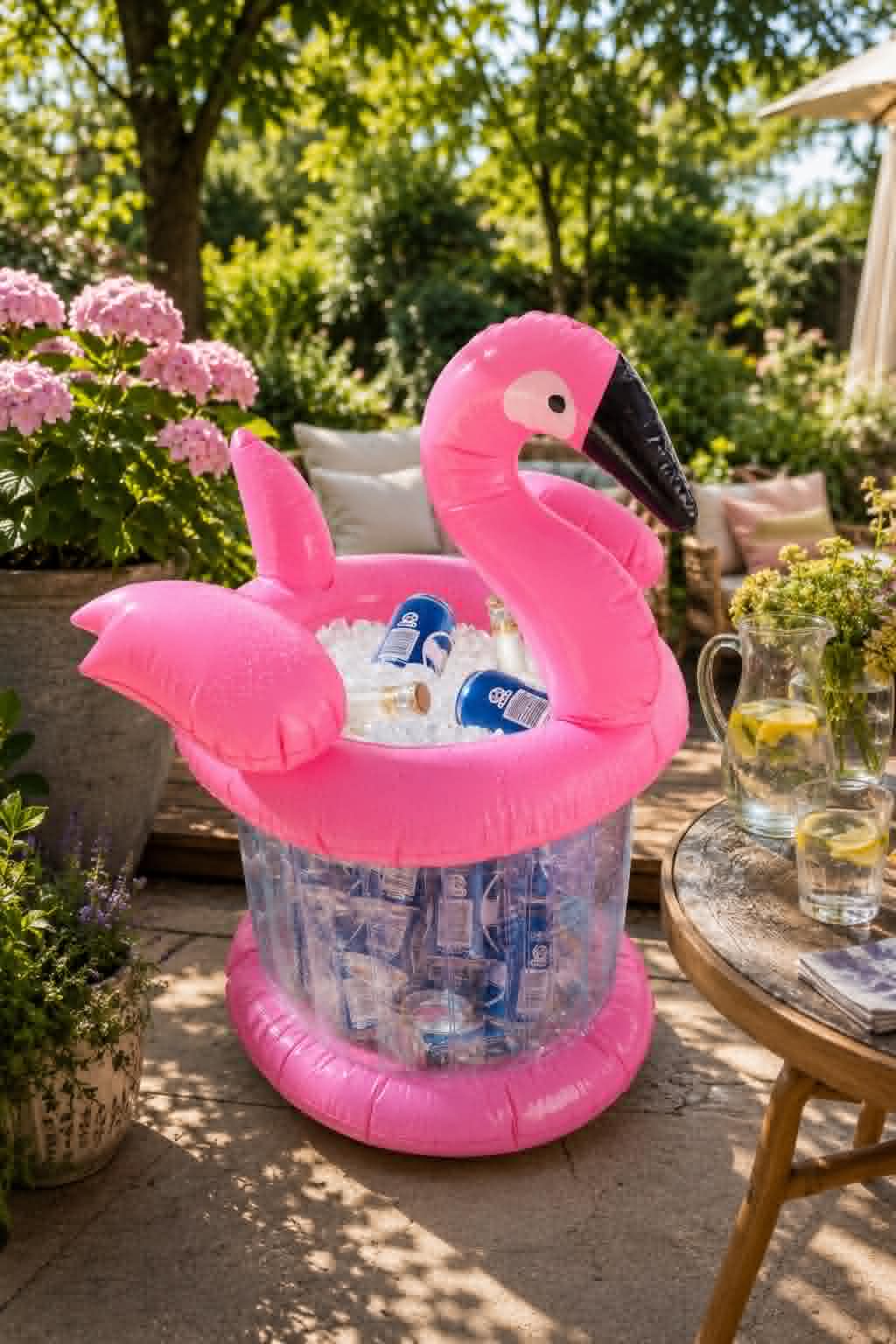 Kjøler til drikkevarer - Oppblåsbar flamingo
