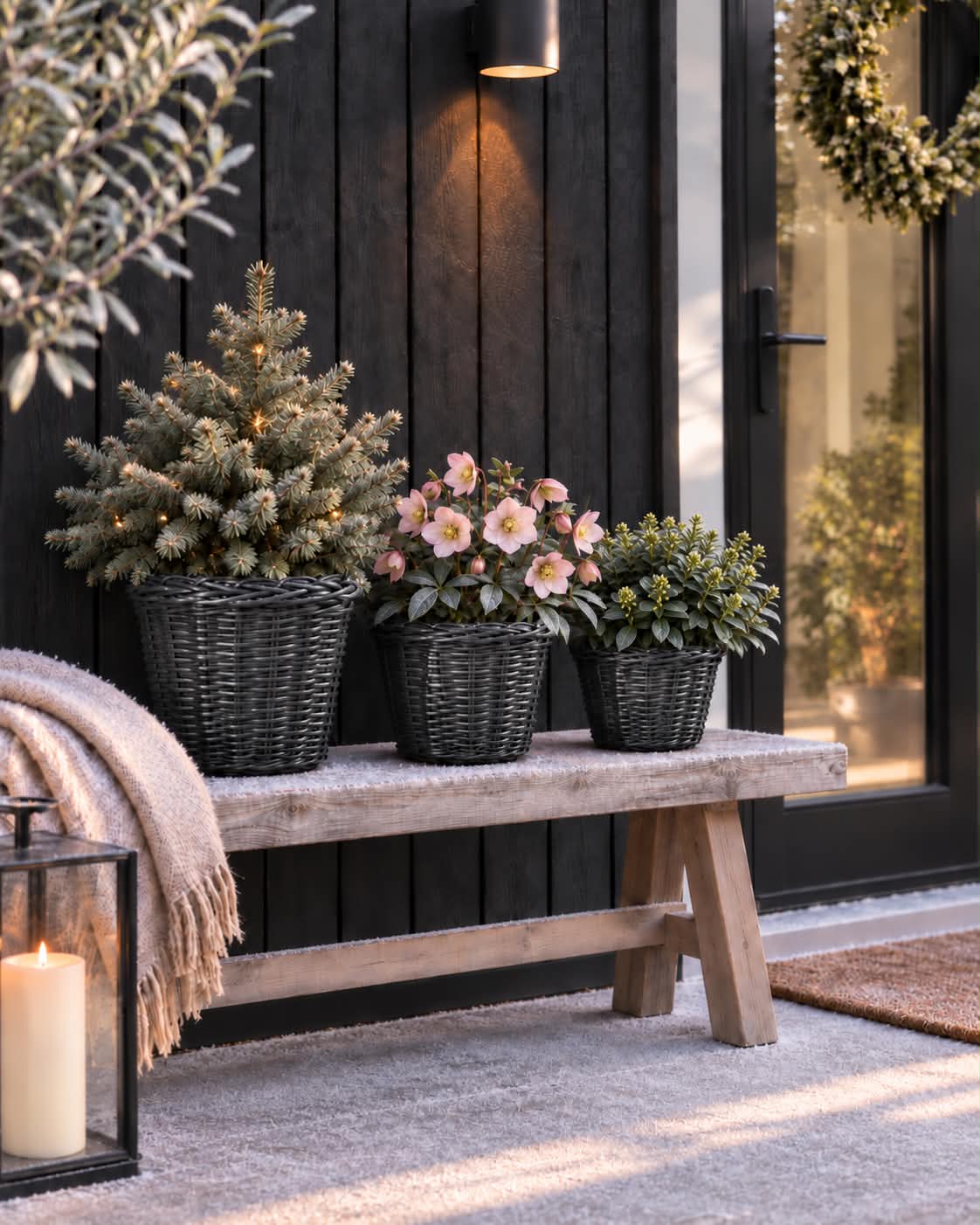 Plantekurver i svart flett - 3 stk