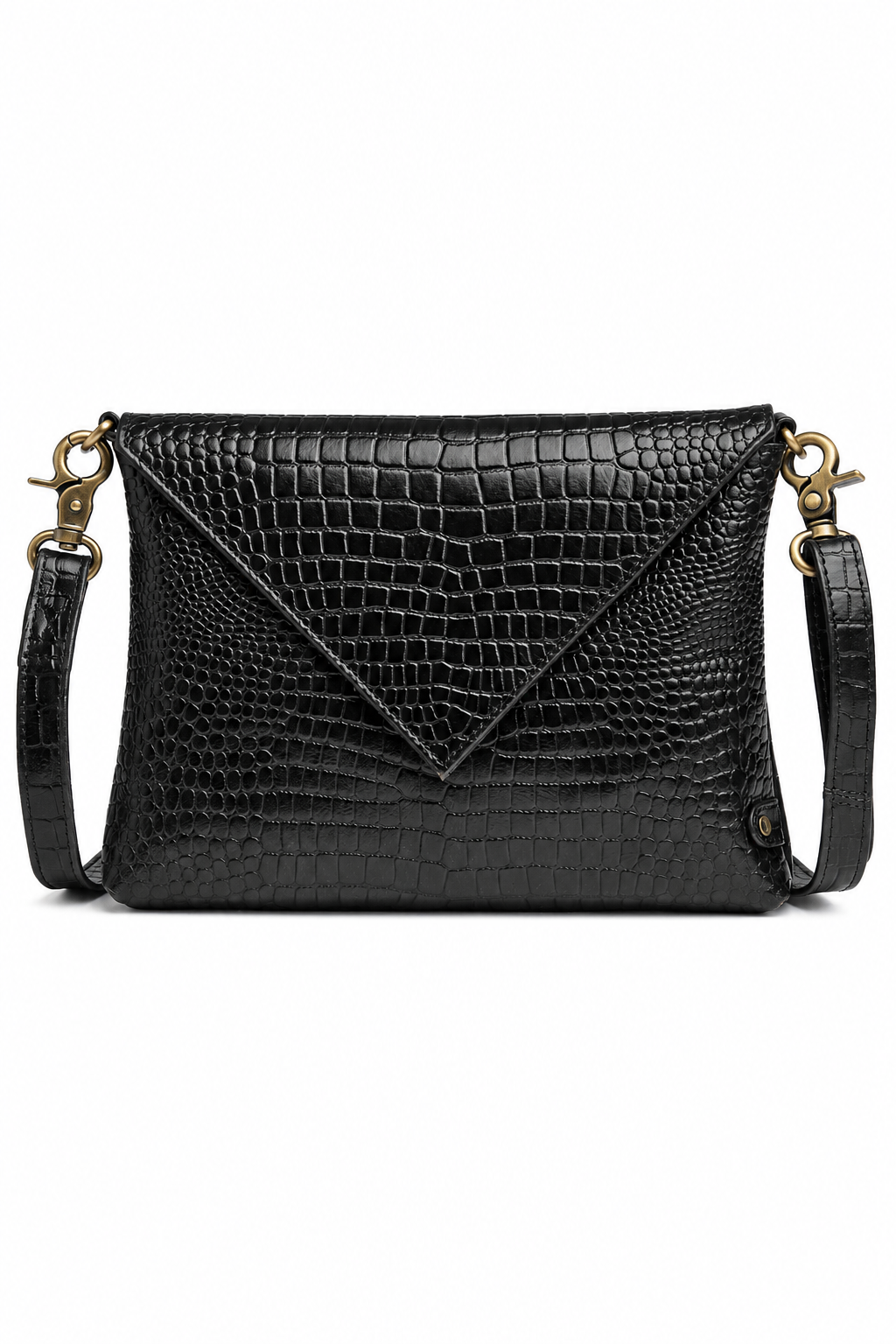 Clutch croco i skinn - Black