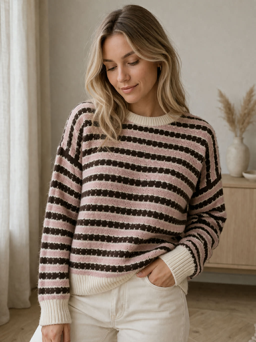 Strikk Nivelle - Old rose / brown