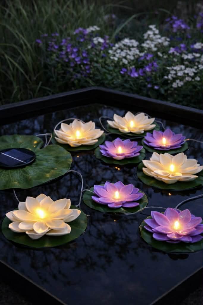 Lotus-kjede med Solar - 8 blomster
