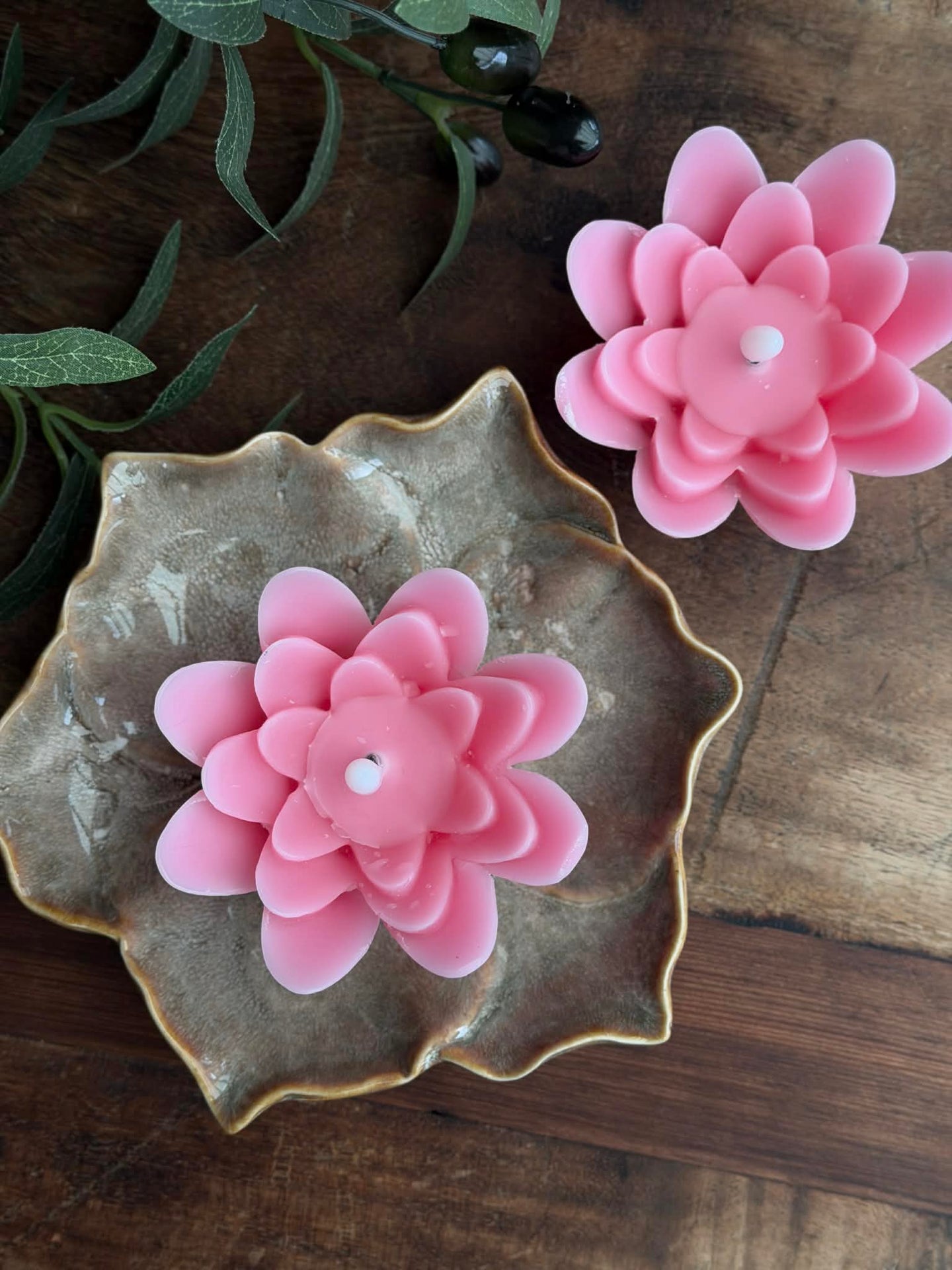 Flytelys med timer - Sett med 2 stk. Rosa Lotus