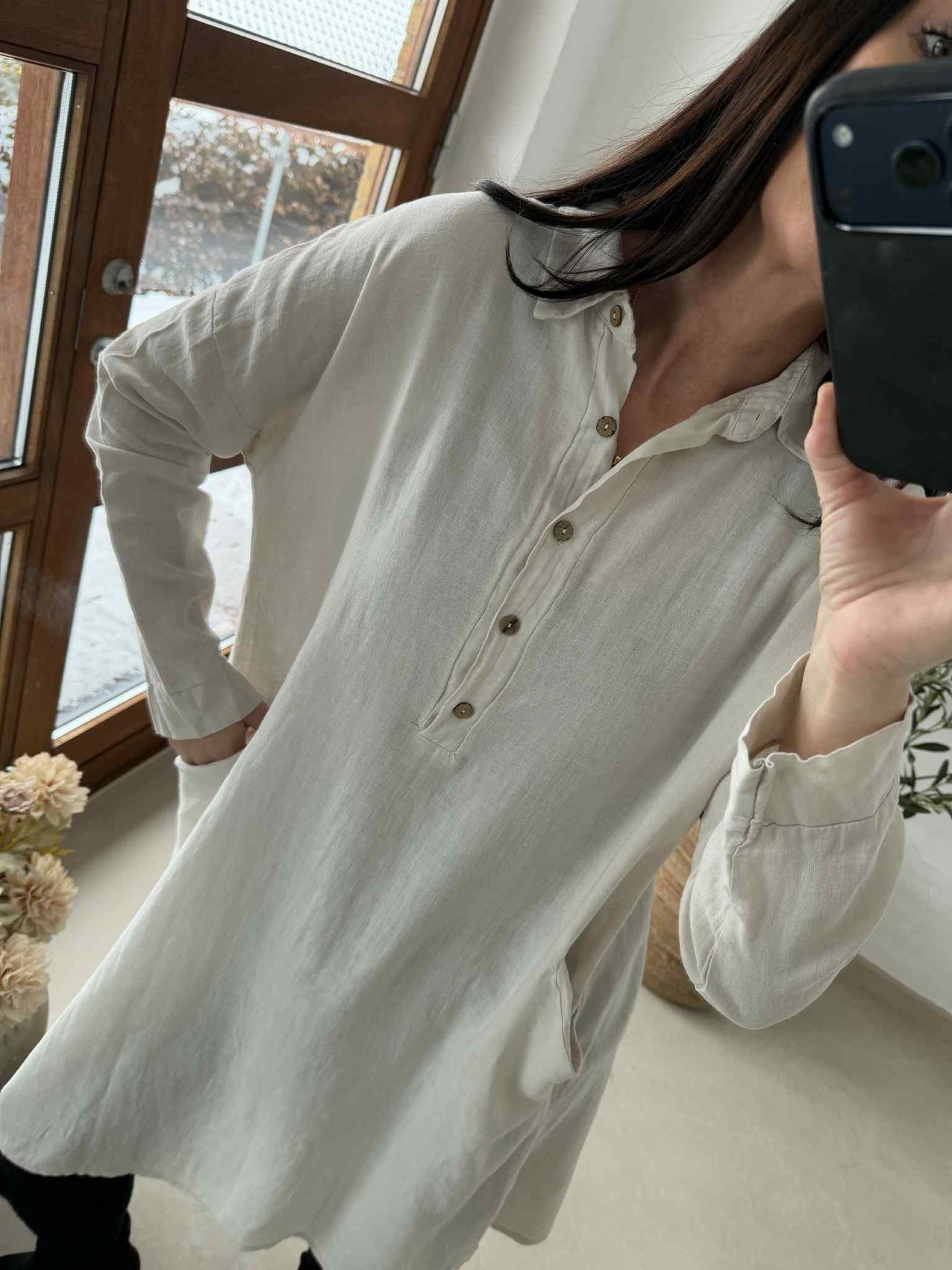Kjole med lommer - Lin / viscose