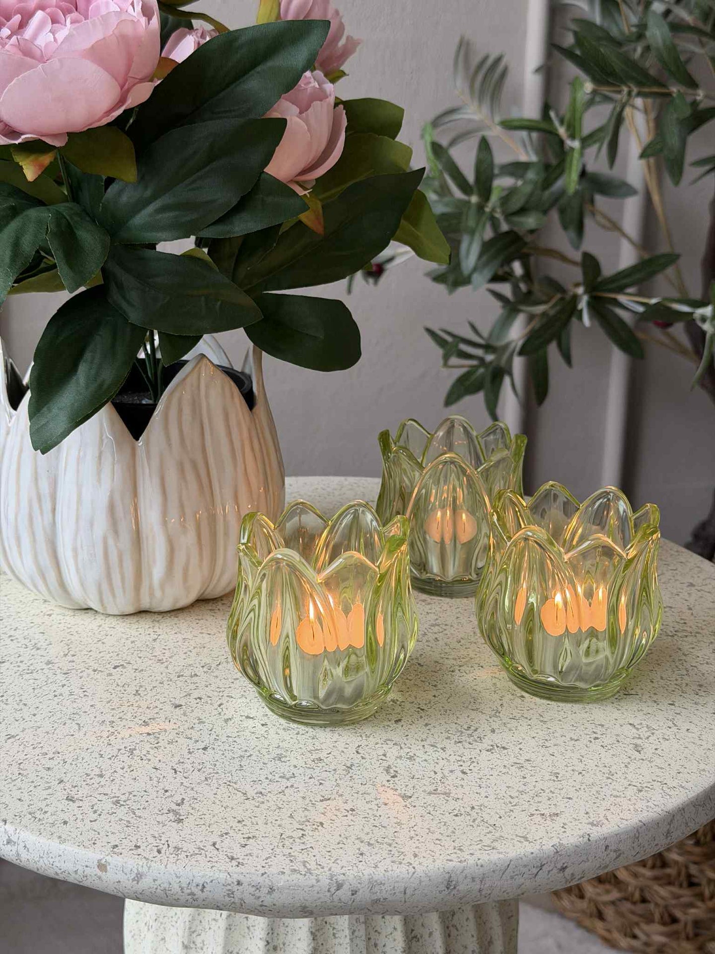 Lysestaker Tulipan 3stk. - Grønn