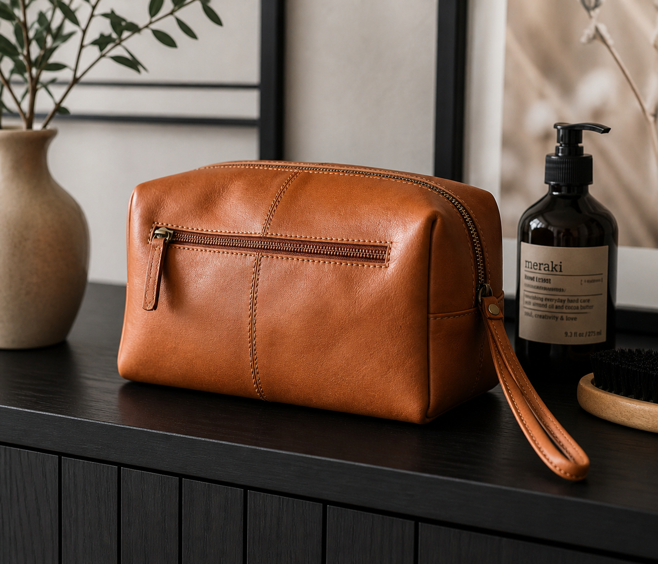 Toalettmappe Nora Cognac